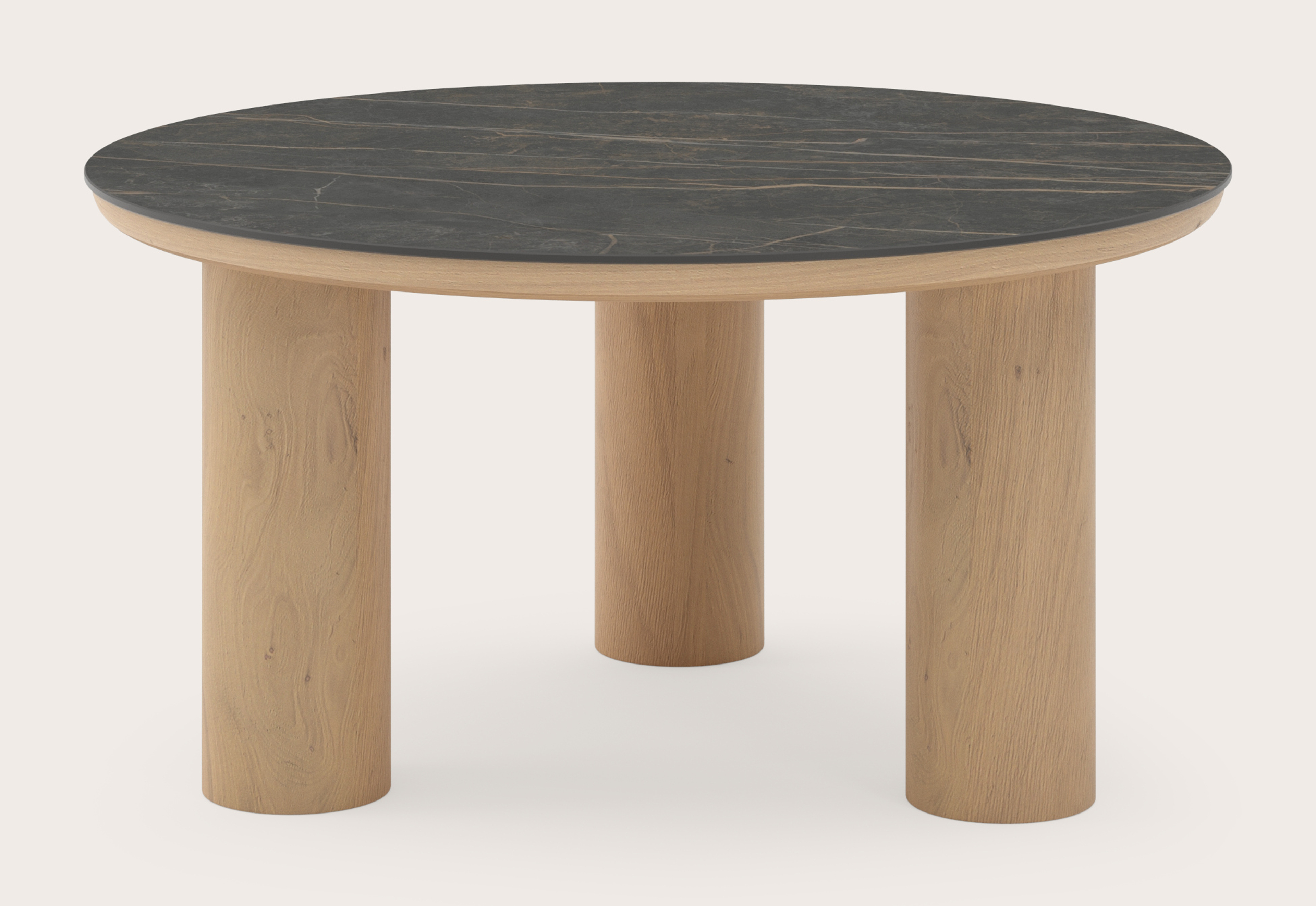 Table basse Amato Rondo XSmall armature avec plateau Ceramo rond en céramique en couleur Black Obsession Ø 75 x 39 cm