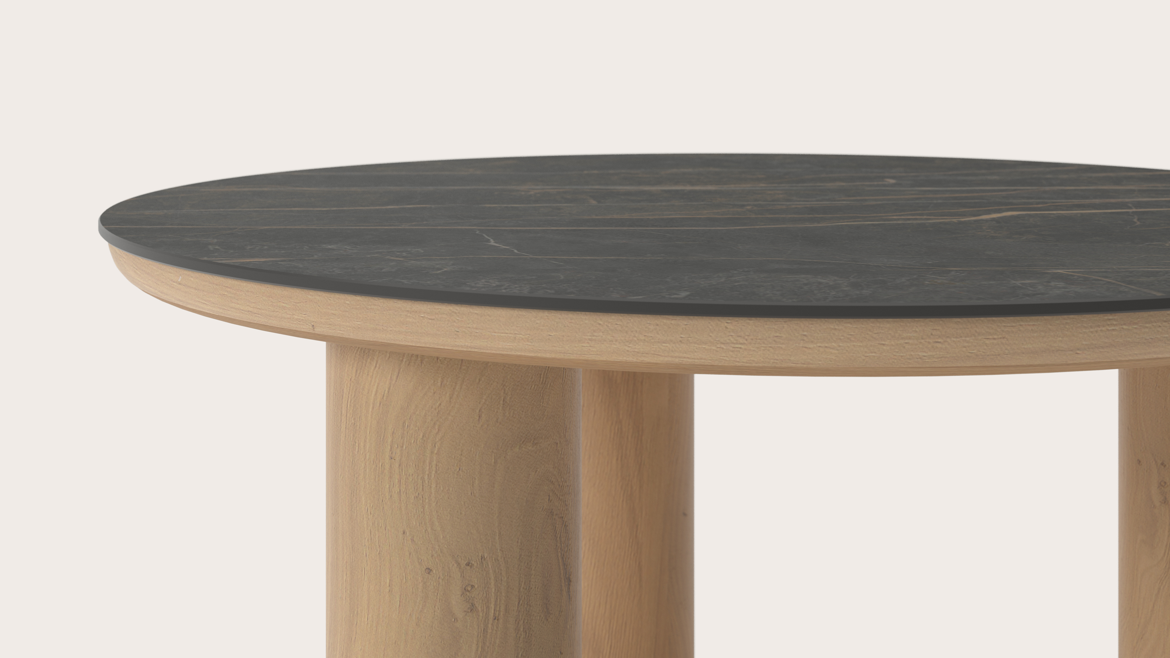 Table basse Amato Rondo XSmall armature avec plateau Ceramo rond en céramique en couleur Black Obsession Ø 75 x 39 cm