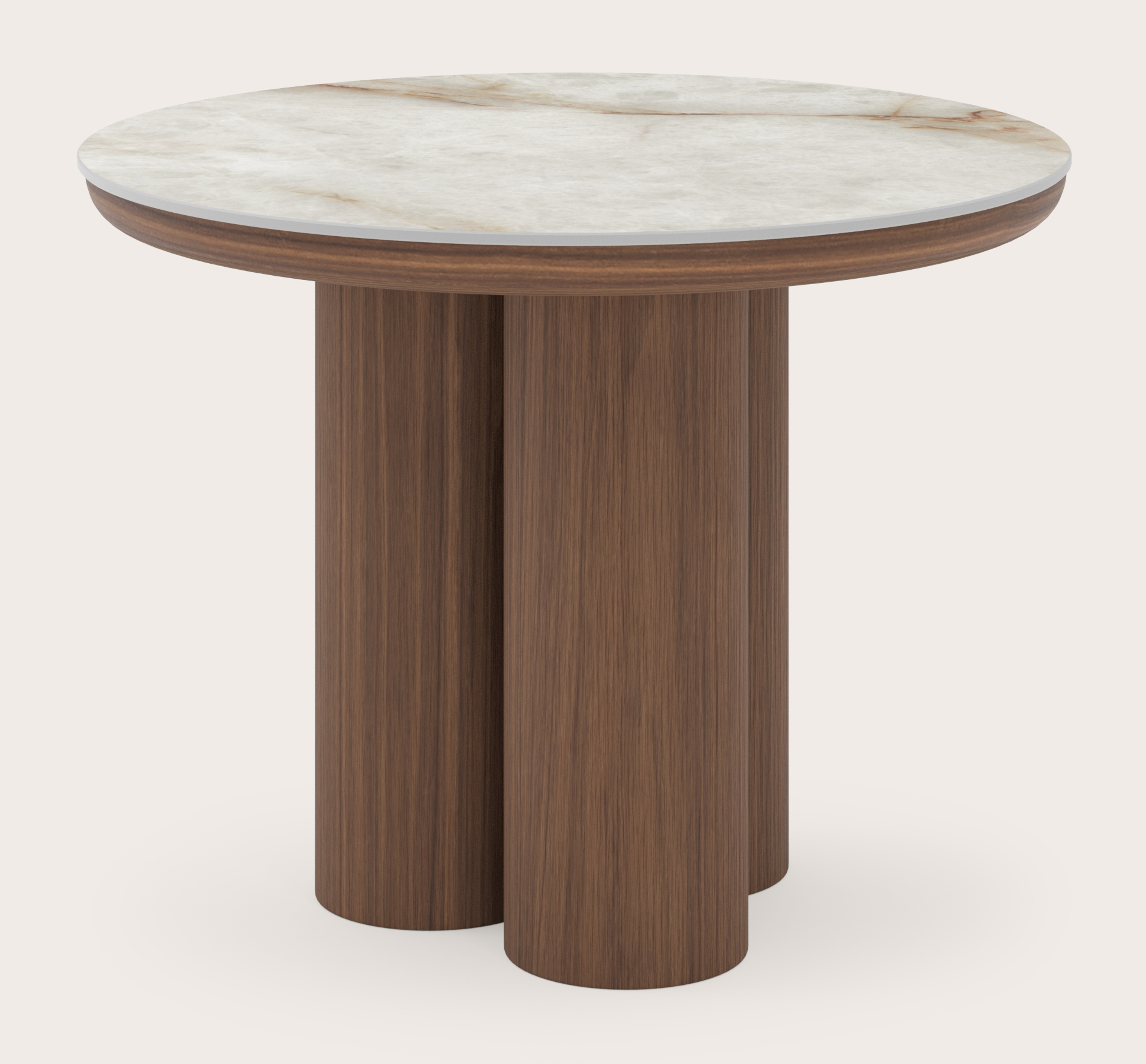 Bijzettafel Amato Rondo XSmall onderstel met rond volkeramisch Ceramo blad in kleur Himalaya Ø 50 x 39 cm