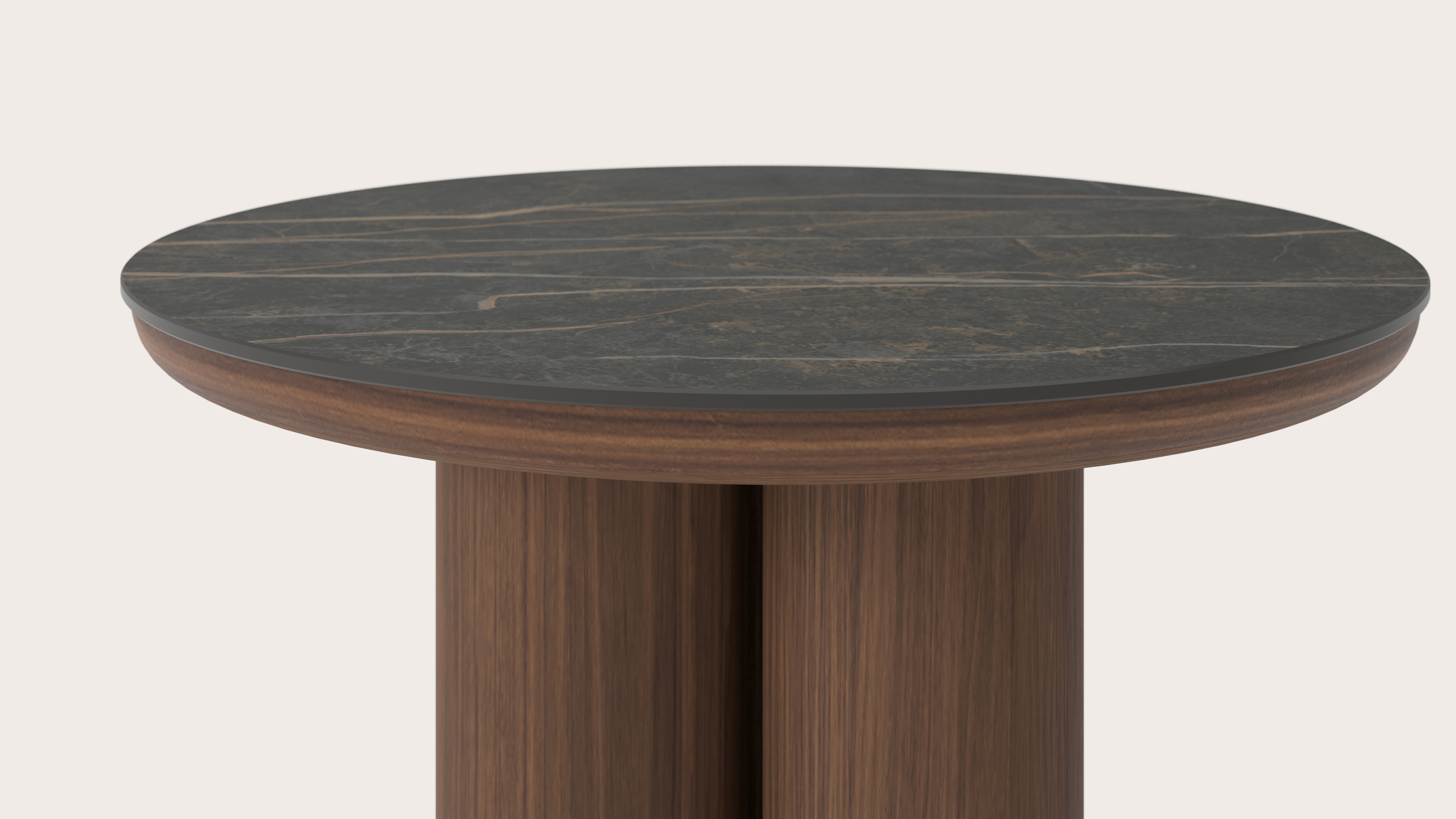 Table d'appoint Amato Rondo XSmall armature avec plateau Ceramo rond en céramique en couleur Black Obsession Ø 50 x 39 cm