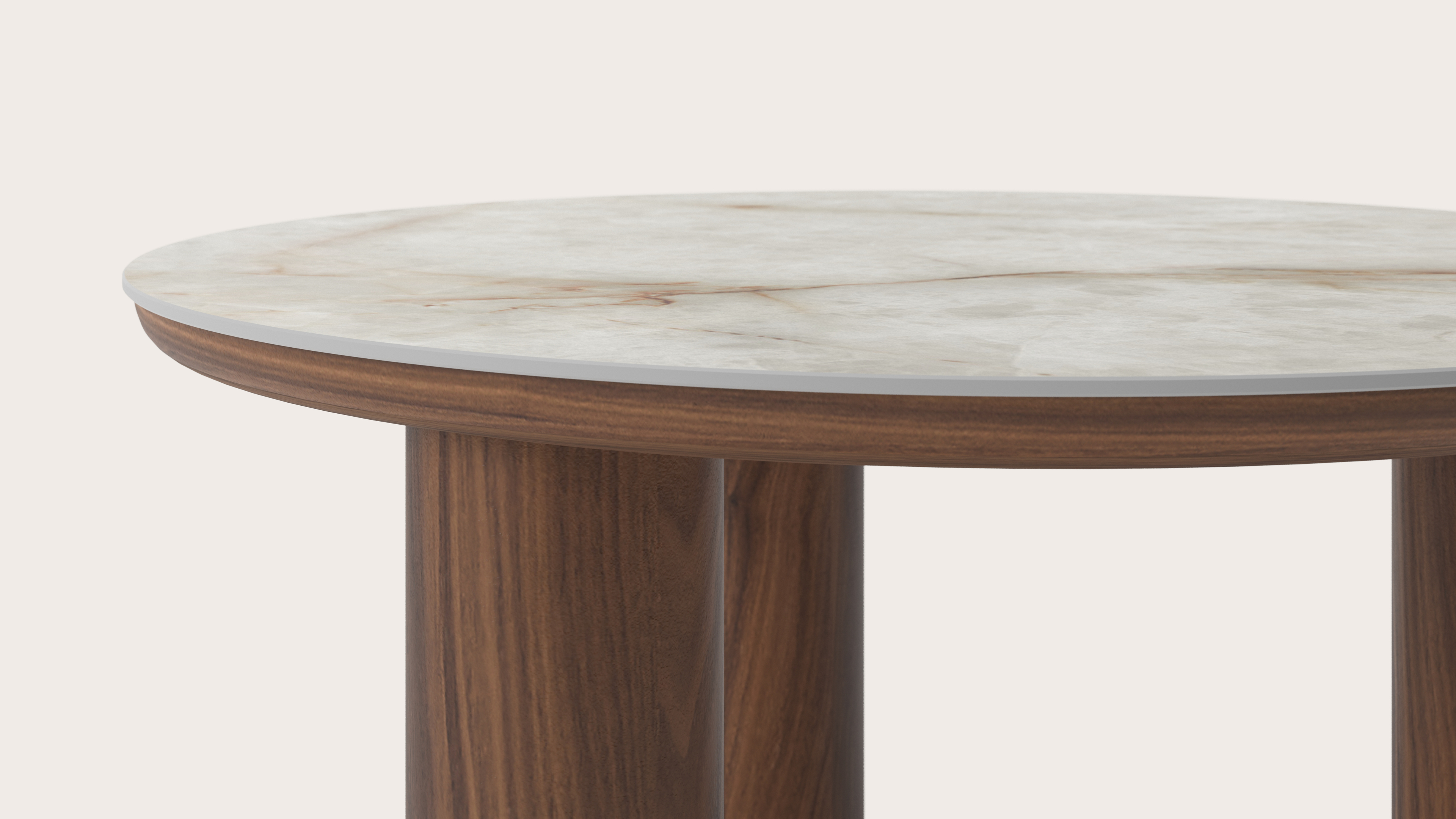 Salontafel Amato Rondo XSmall onderstel met rond volkeramisch Ceramo blad in kleur Himalaya Ø 75 x 39 cm