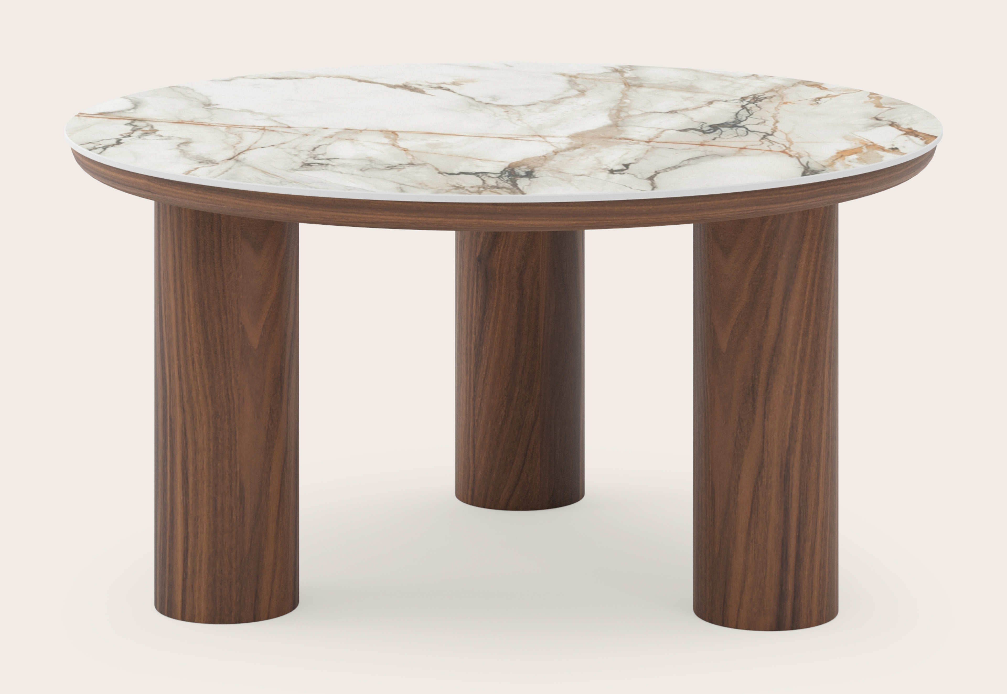 Salontafel Amato Rondo XSmall onderstel met rond volkeramisch Ceramo blad in kleur Calacatta Luxe Ø 75 x 39 cm