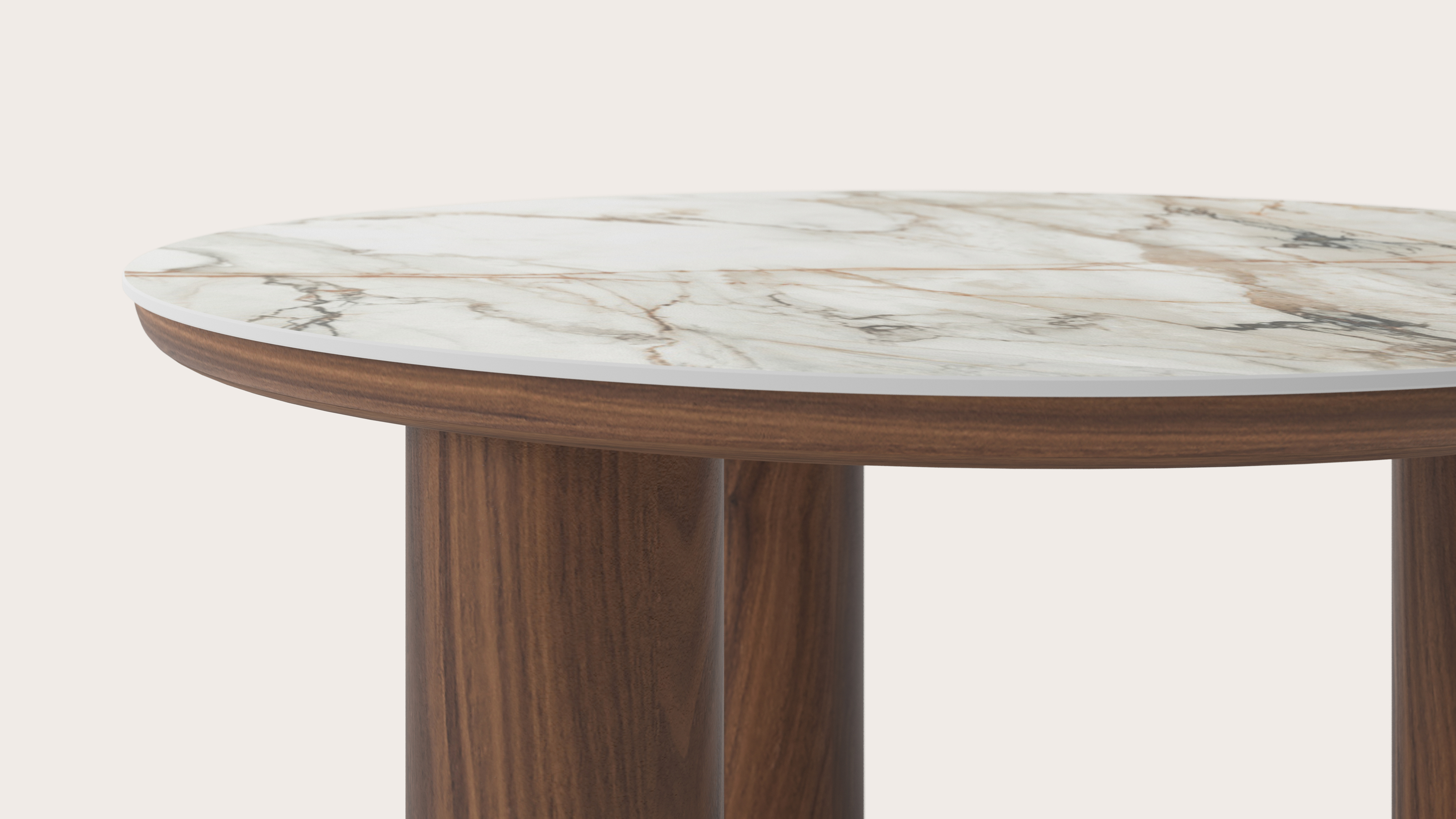 Salontafel Amato Rondo XSmall onderstel met rond volkeramisch Ceramo blad in kleur Calacatta Luxe Ø 75 x 39 cm