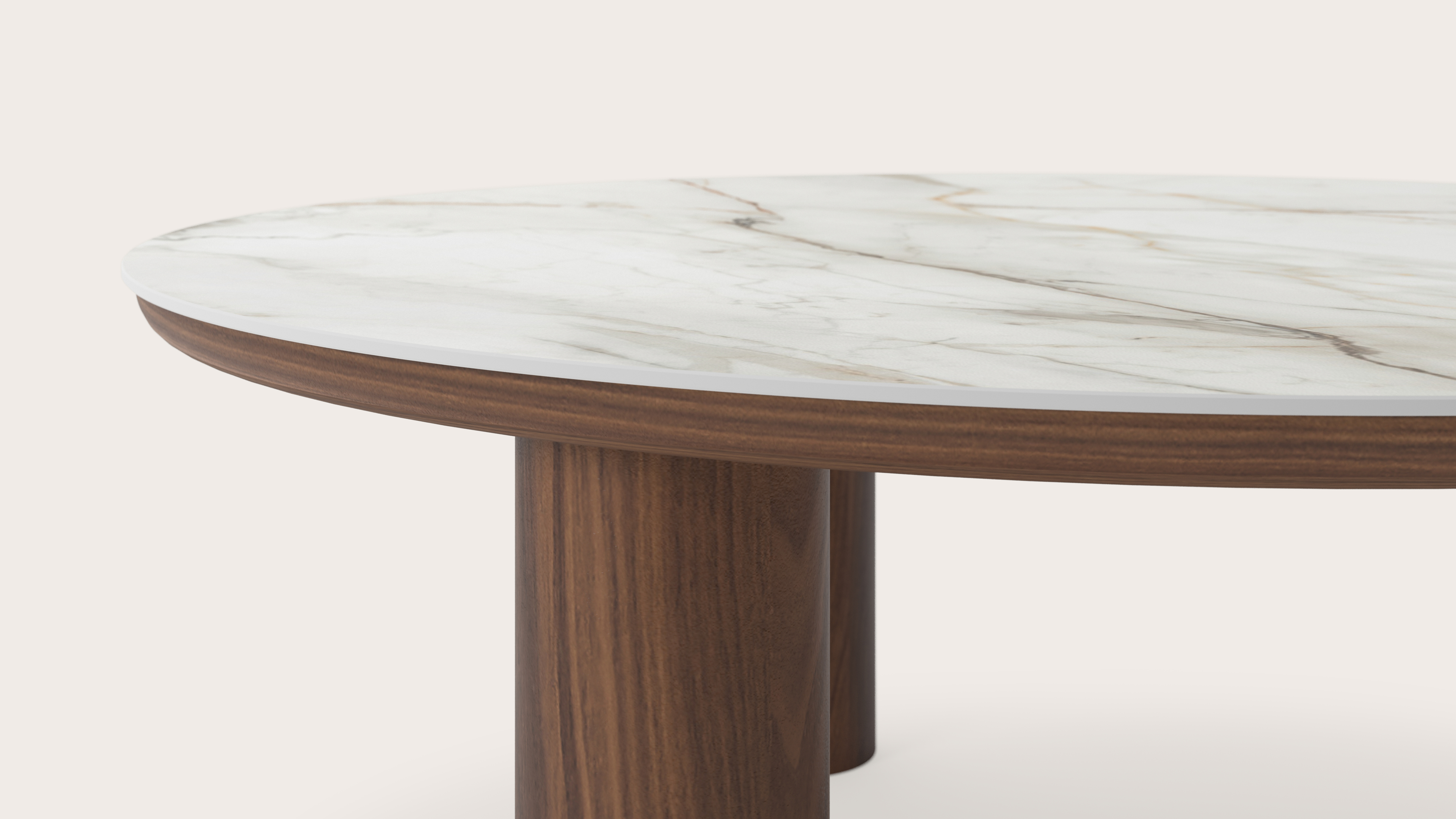 Table basse Amato Rondo XSmall armature avec plateau Ceramo rond en céramique en couleur Calacatta Luxe Ø 100 x 39 cm