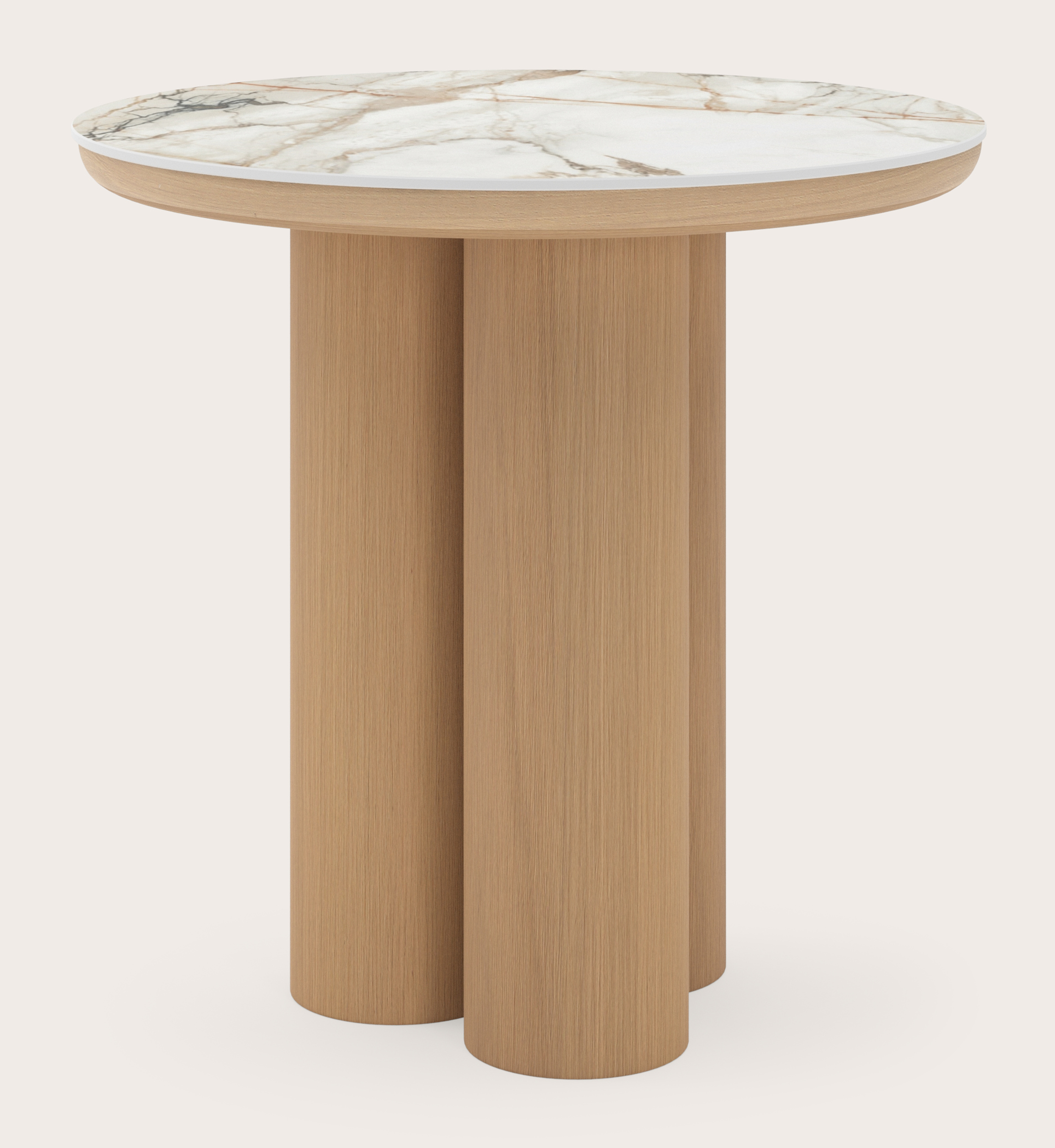 Table d'appoint Amato Rondo XSmall armature avec plateau Ceramo rond en céramique en couleur Calacatta Luxe Ø 50 x 49 cm