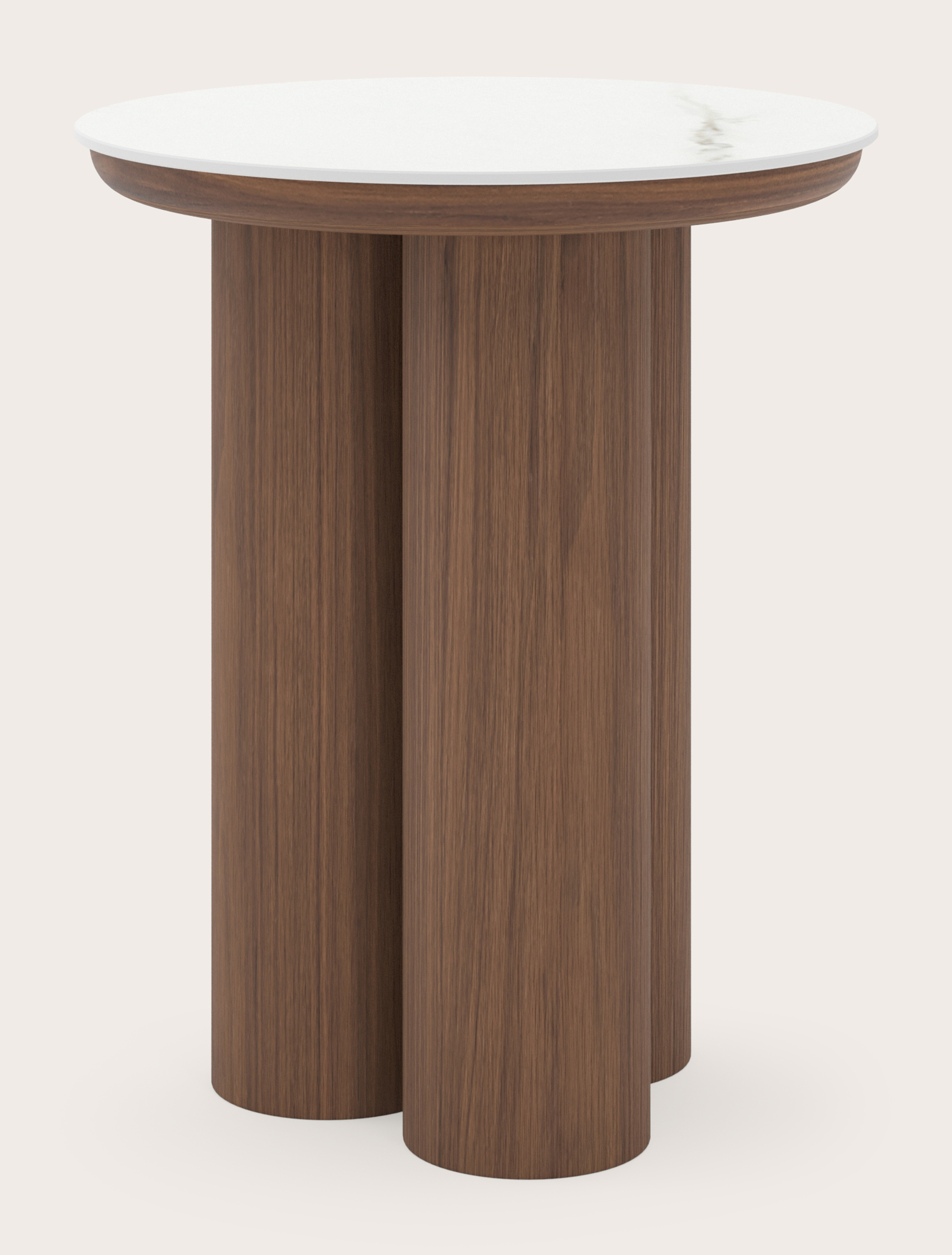 Bijzettafel Amato Rondo XSmall onderstel met rond volkeramisch Ceramo blad in kleur Calacatta Ø 40 x 49 cm
