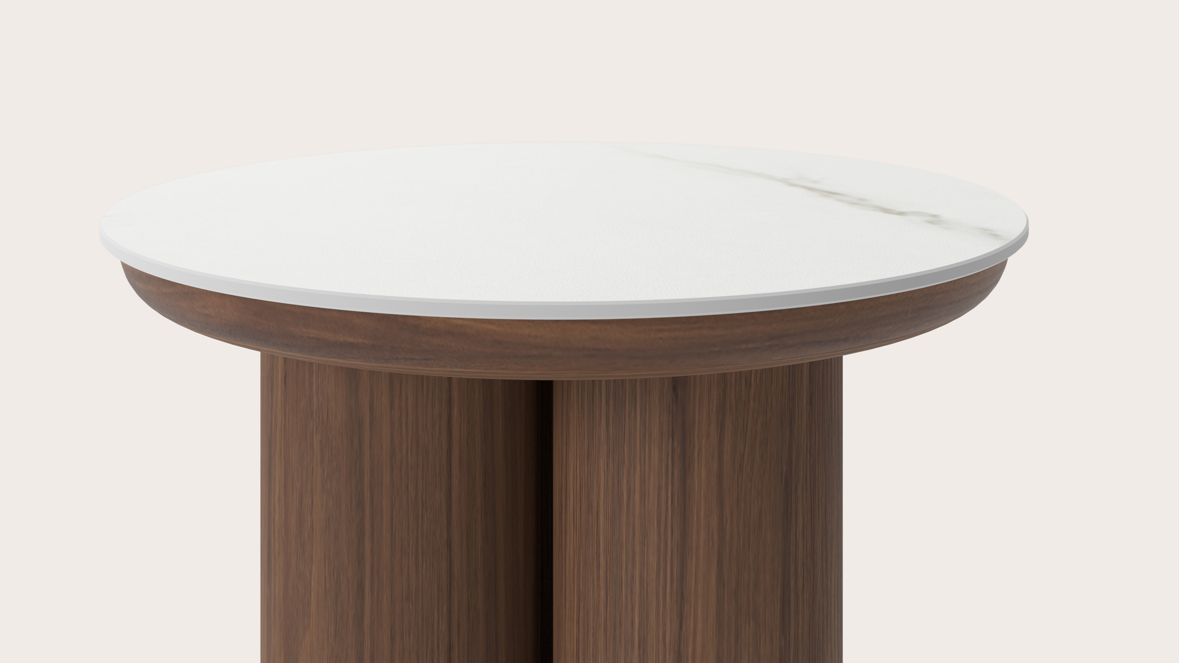 Bijzettafel Amato Rondo XSmall onderstel met rond volkeramisch Ceramo blad in kleur Calacatta Ø 40 x 49 cm
