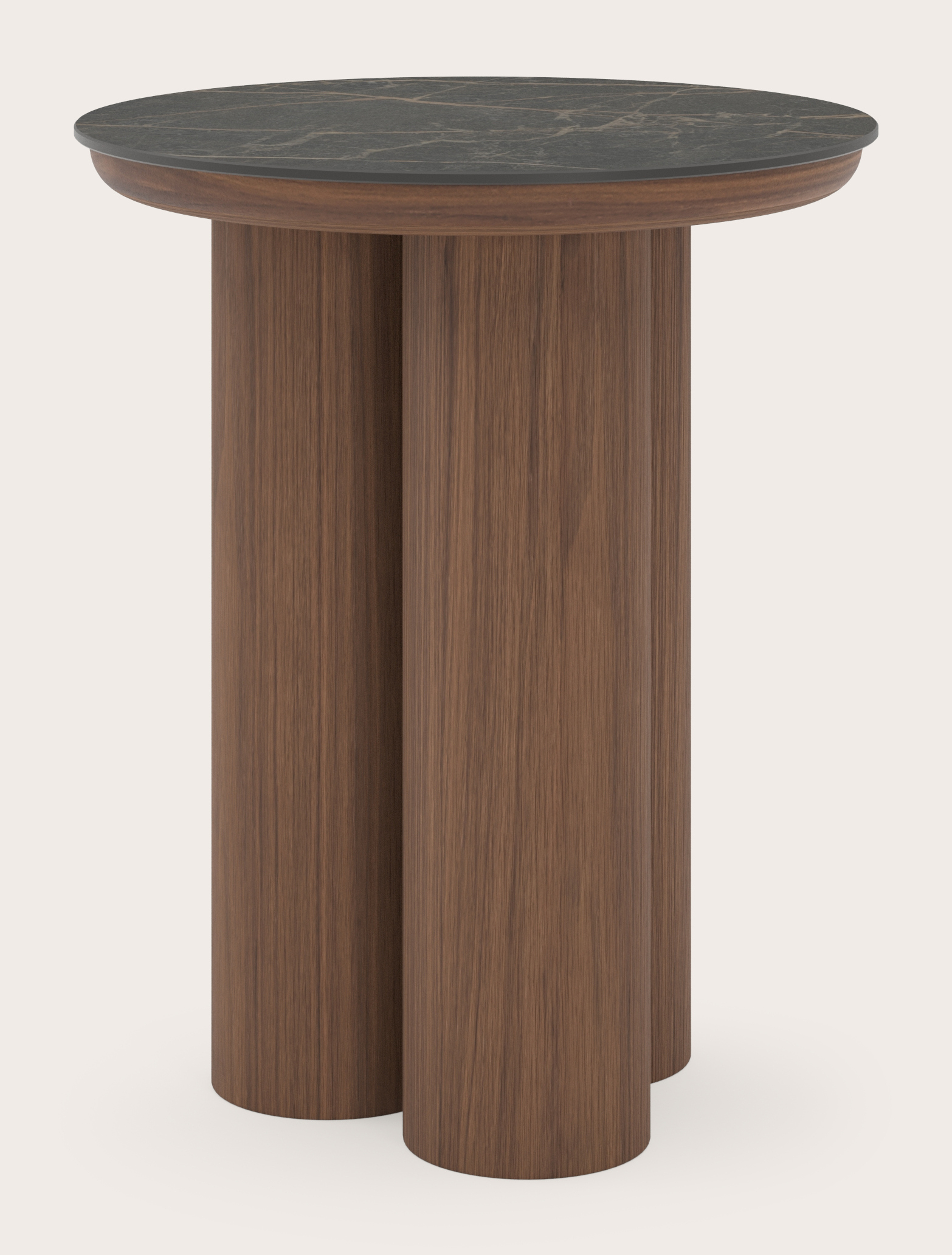 Table d'appoint Amato Rondo XSmall armature avec plateau Ceramo rond en céramique en couleur Black Obsession Ø 40 x 49 cm