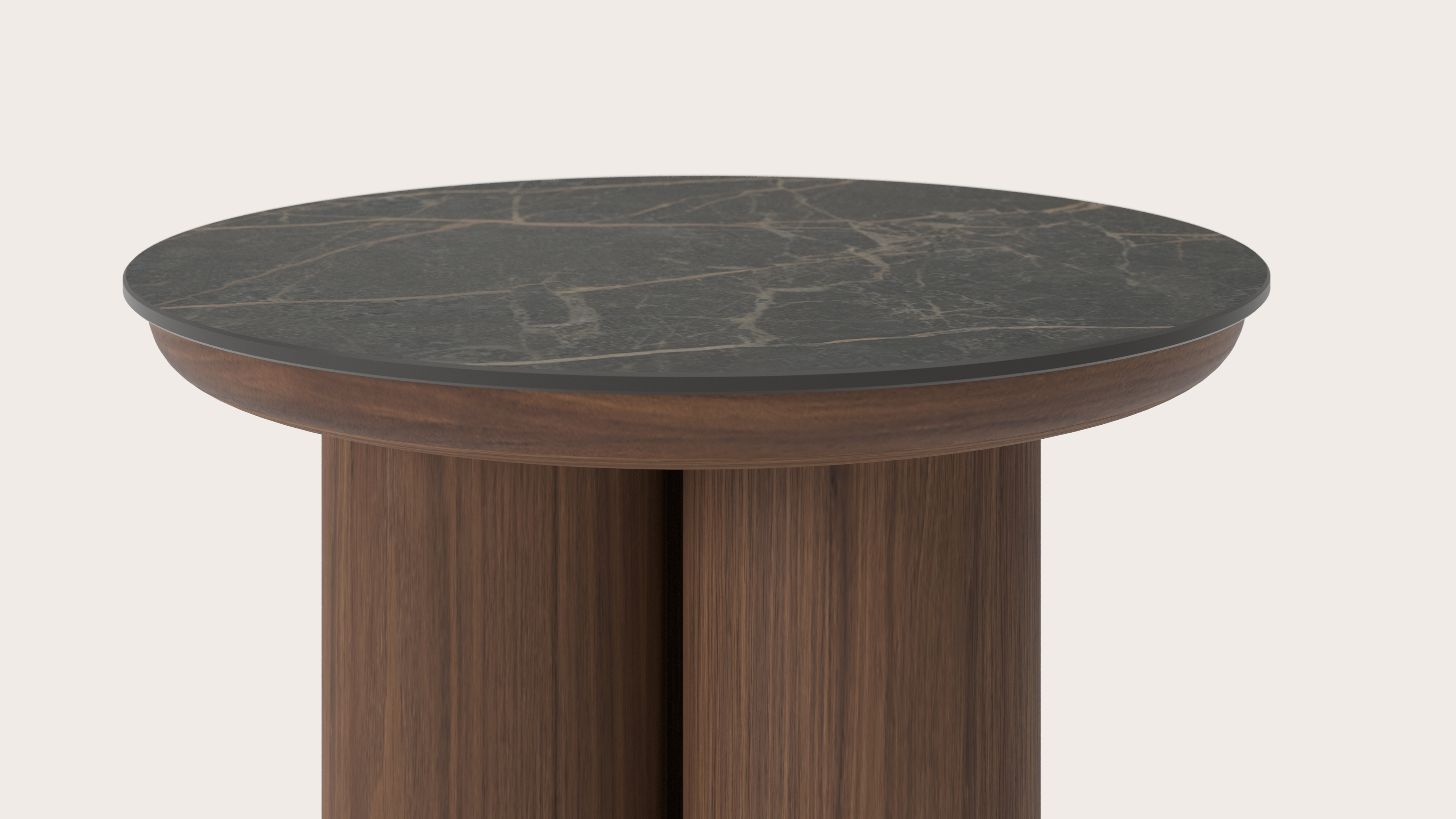 Table d'appoint Amato Rondo XSmall armature avec plateau Ceramo rond en céramique en couleur Black Obsession Ø 40 x 49 cm