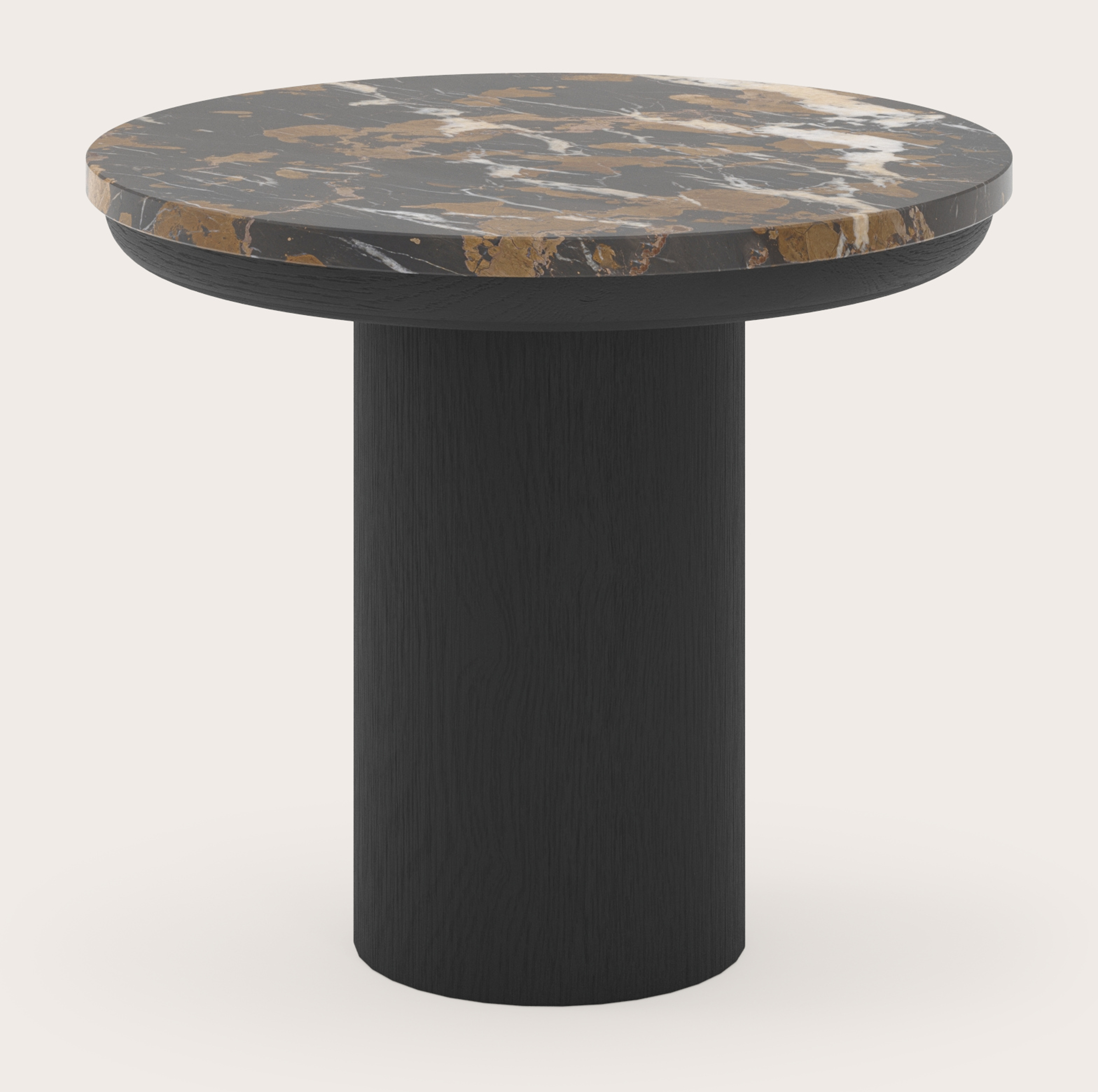 Table d'appoint Amato Rondo Small armature avec plateau Pietro rond en marbre en couleur Portoro Brown Ø 40 x 35 cm