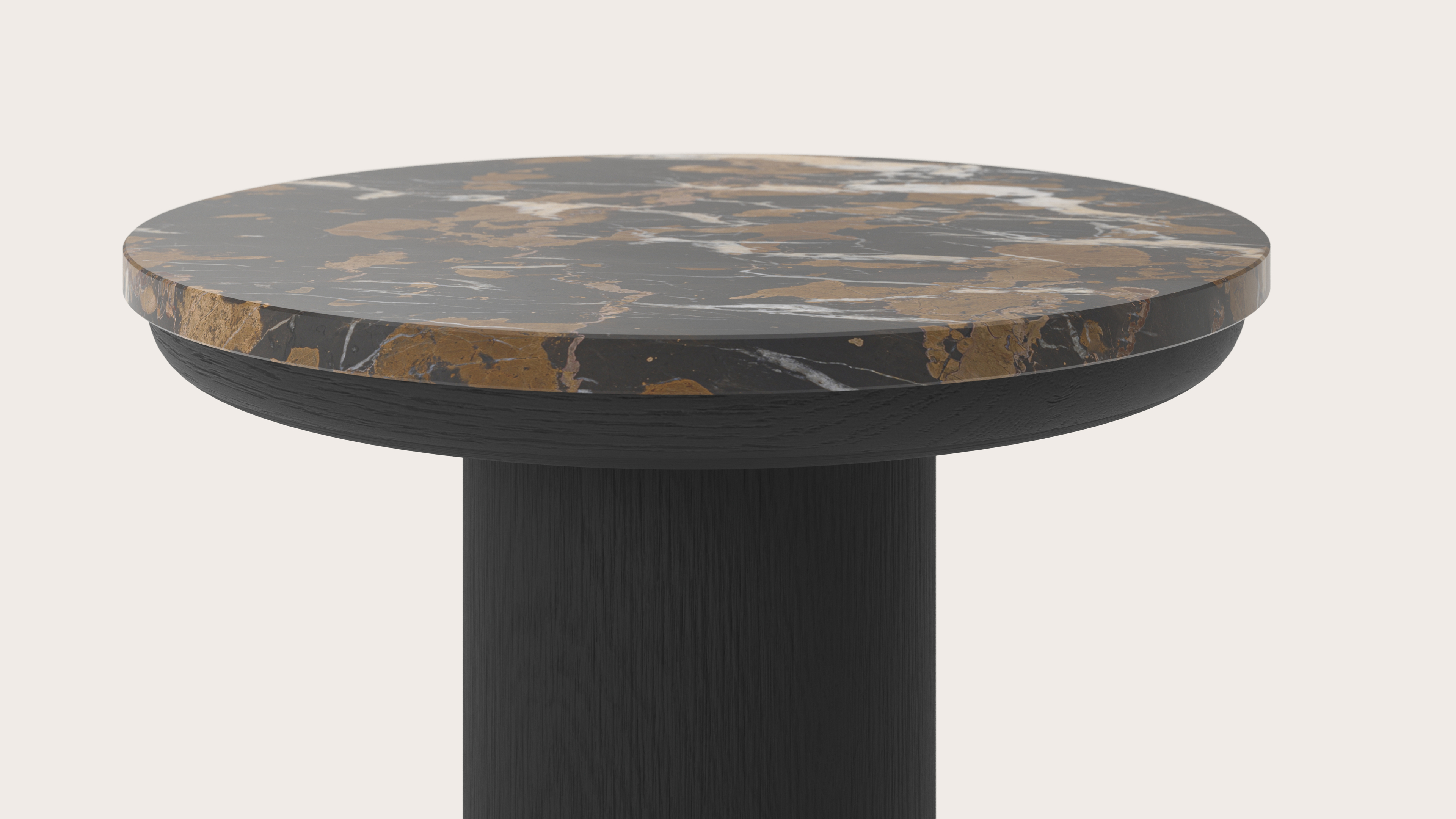 Table d'appoint Amato Rondo Small armature avec plateau Pietro rond en marbre en couleur Portoro Brown Ø 40 x 35 cm