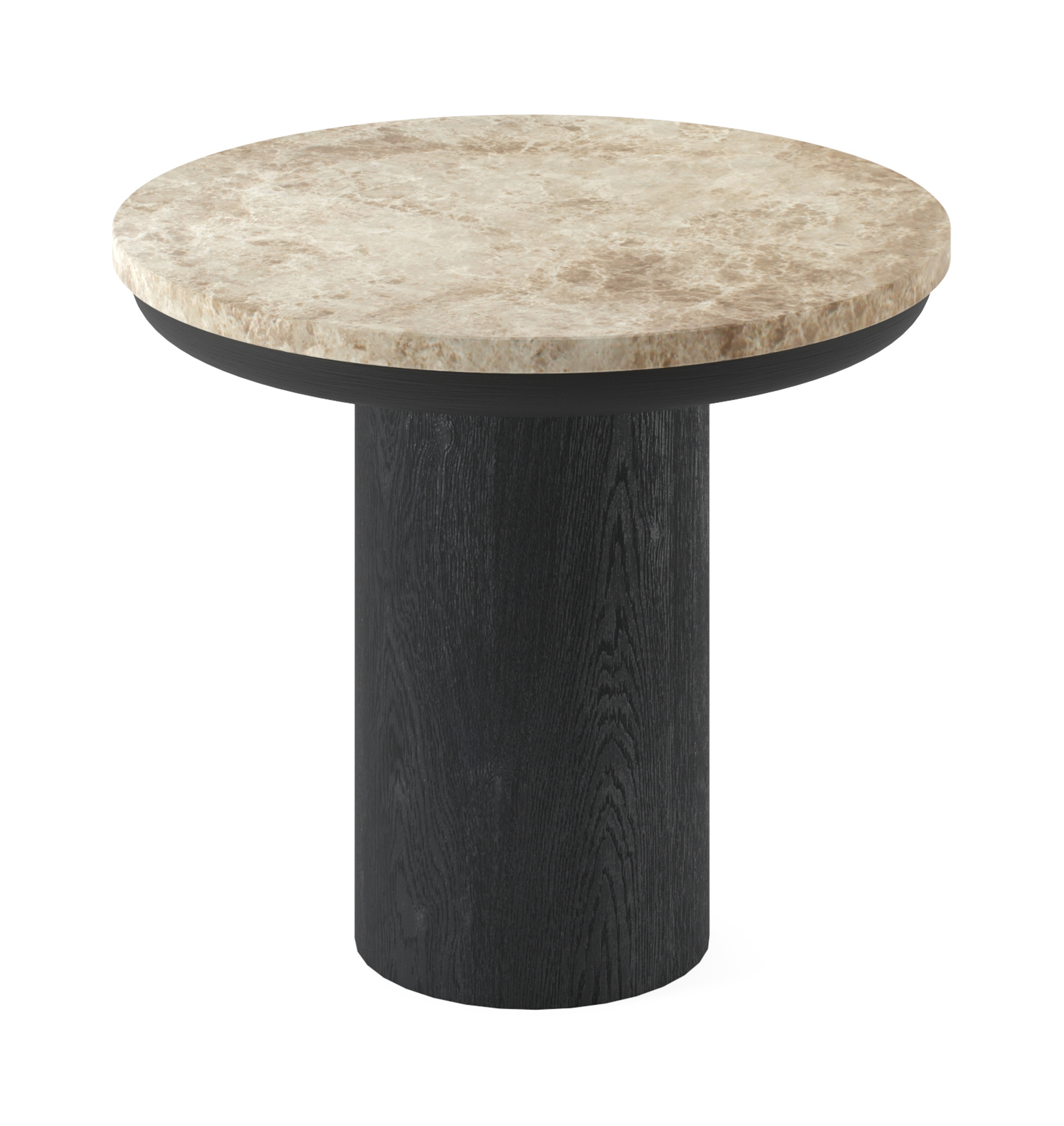 Bijzettafel Amato Rondo Small onderstel met rond Pietro blad in marmer kleur Crystal Light Emperador Ø 40 x 35 cm
