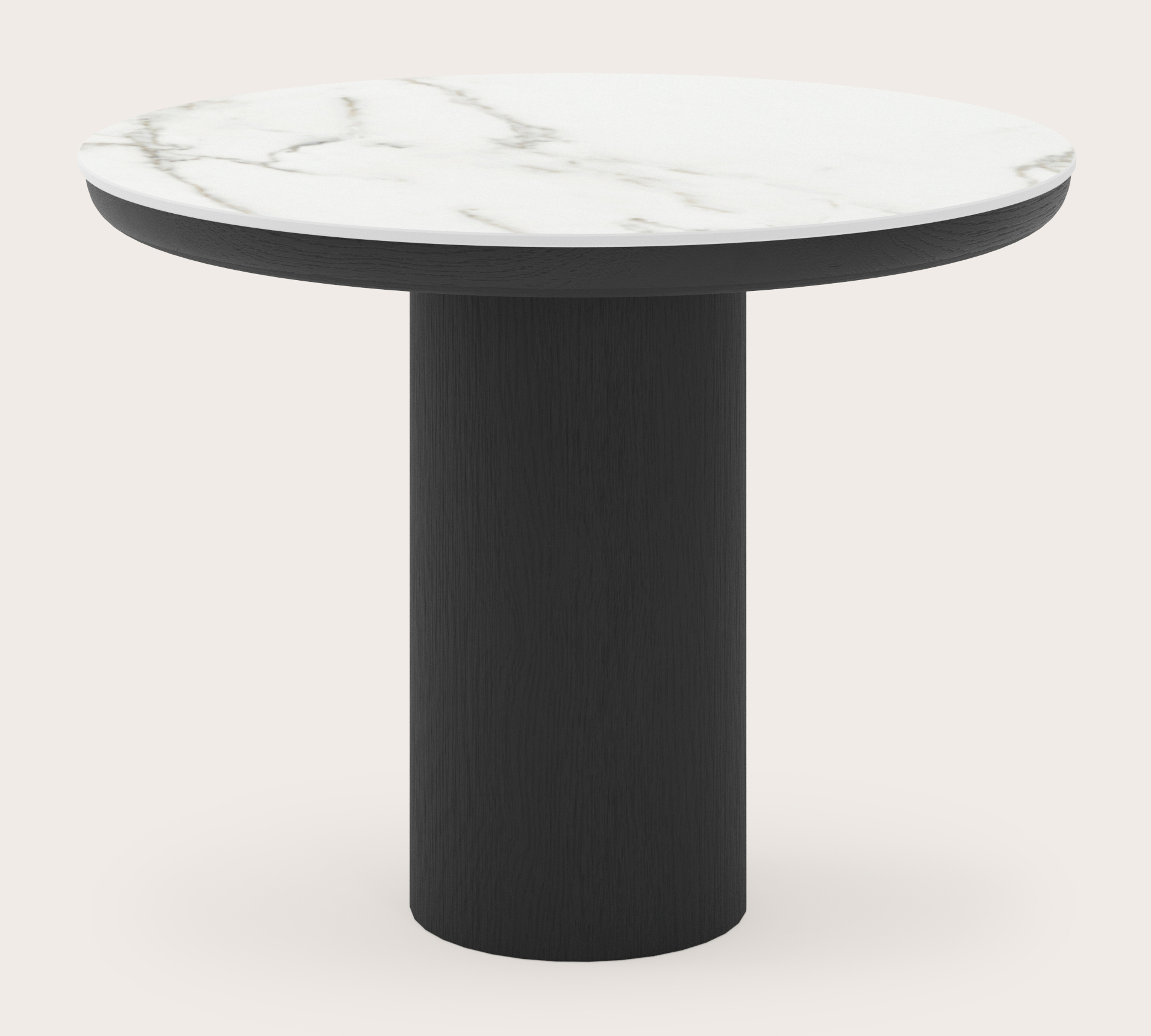 Table d'appoint Amato Rondo Small armature avec plateau Ceramo rond en céramique en couleur Calacatta Ø 50 x 39 cm