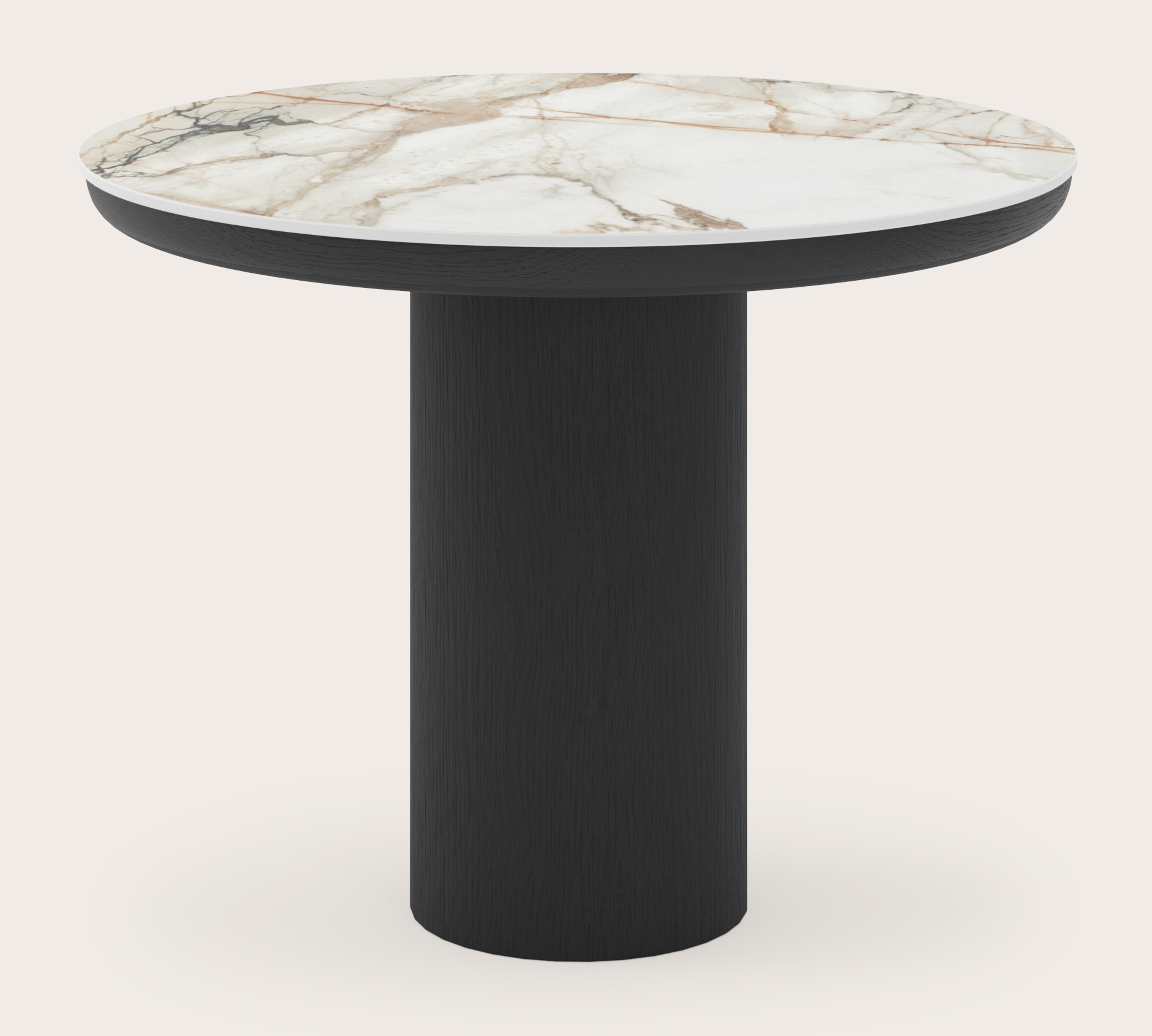 Bijzettafel Amato Rondo Small onderstel met rond Ceramo blad in keramiek kleur Calacatta Luxe Ø 50 x 39 cm
