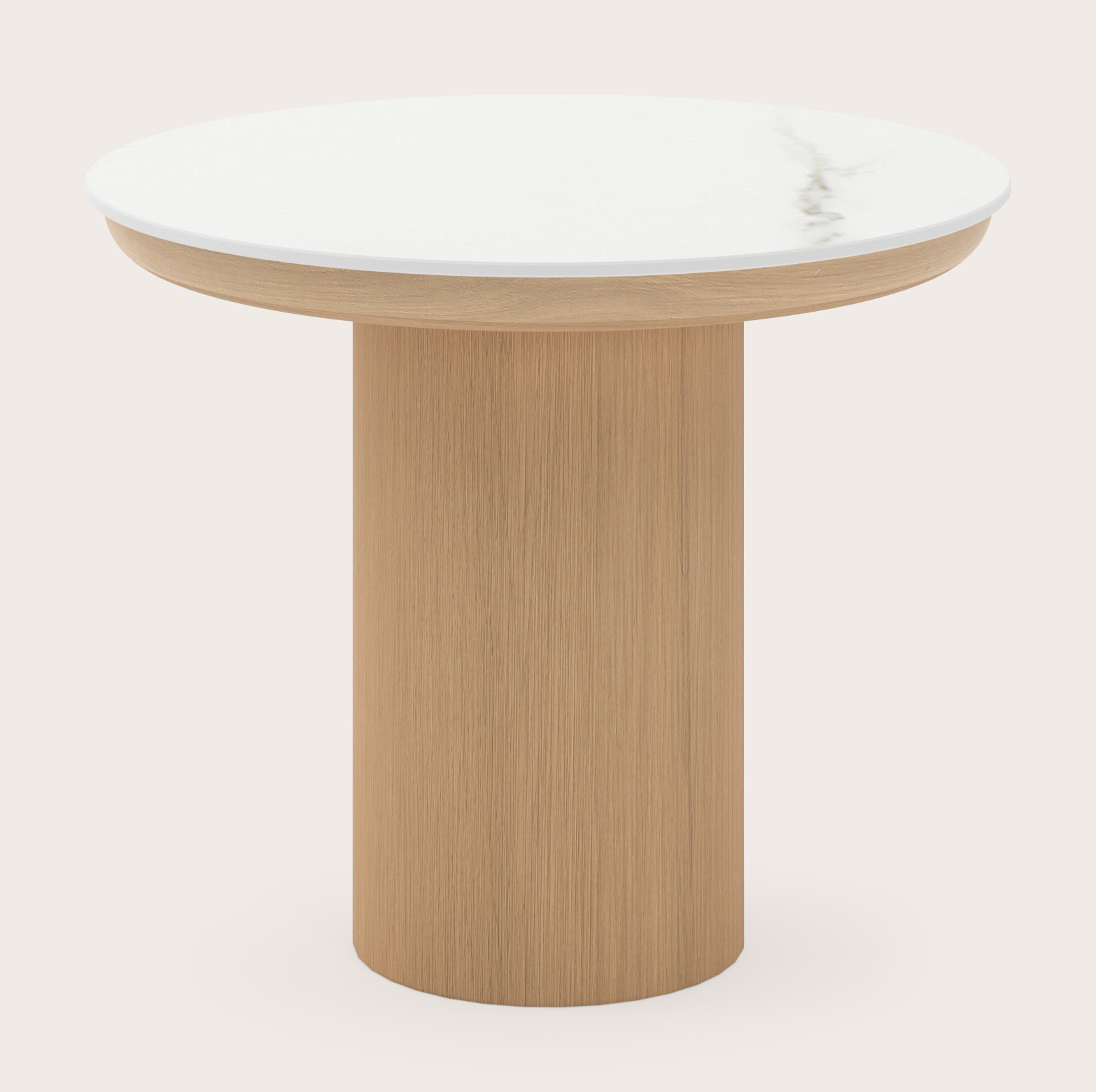 Bijzettafel Amato Rondo Small onderstel met rond volkeramisch Ceramo blad in kleur Calacatta Ø 40 x 34 cm
