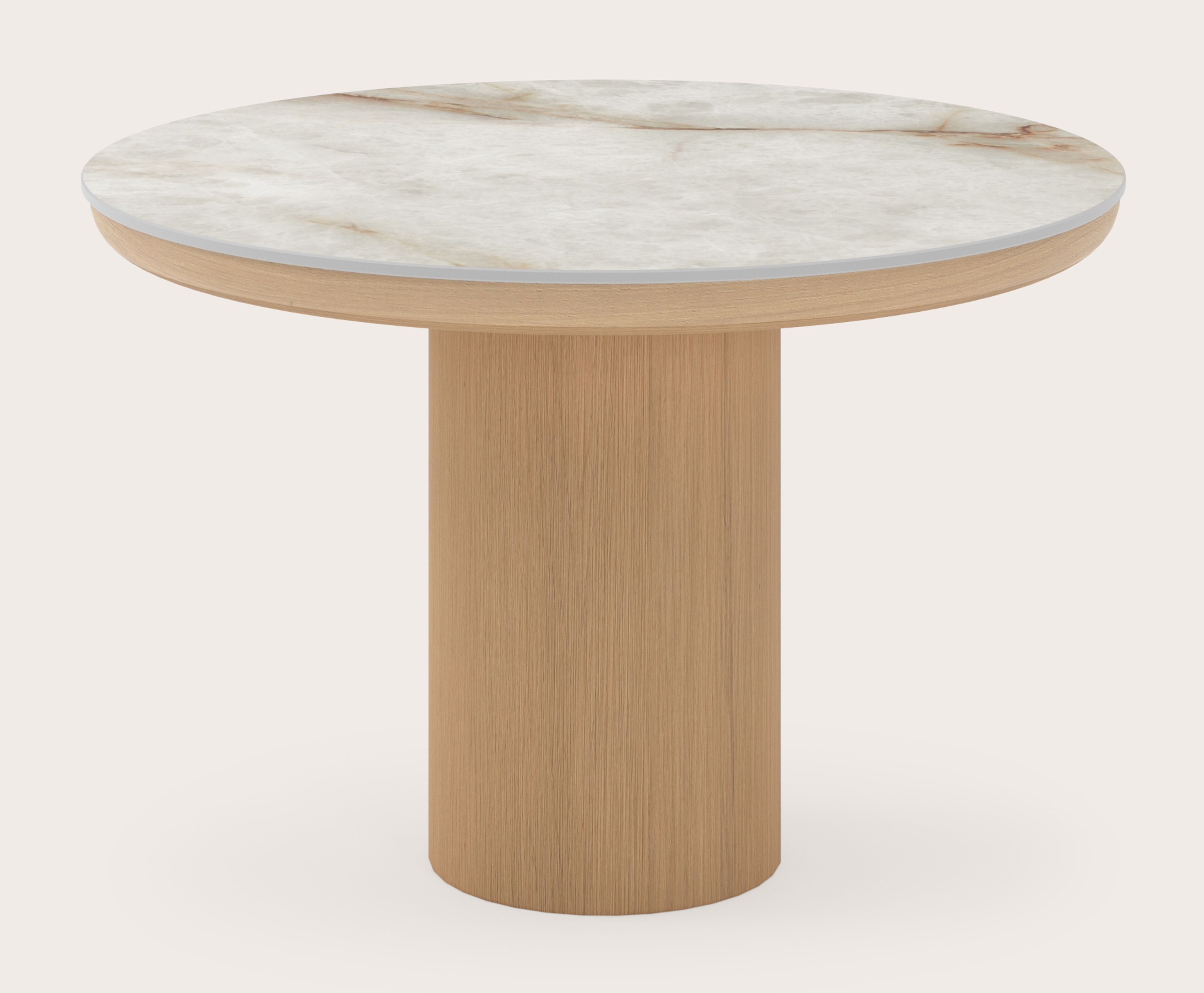 Bijzettafel Amato Rondo Small onderstel met rond volkeramisch Ceramo blad in kleur Himalaya Ø 50 x 34 cm