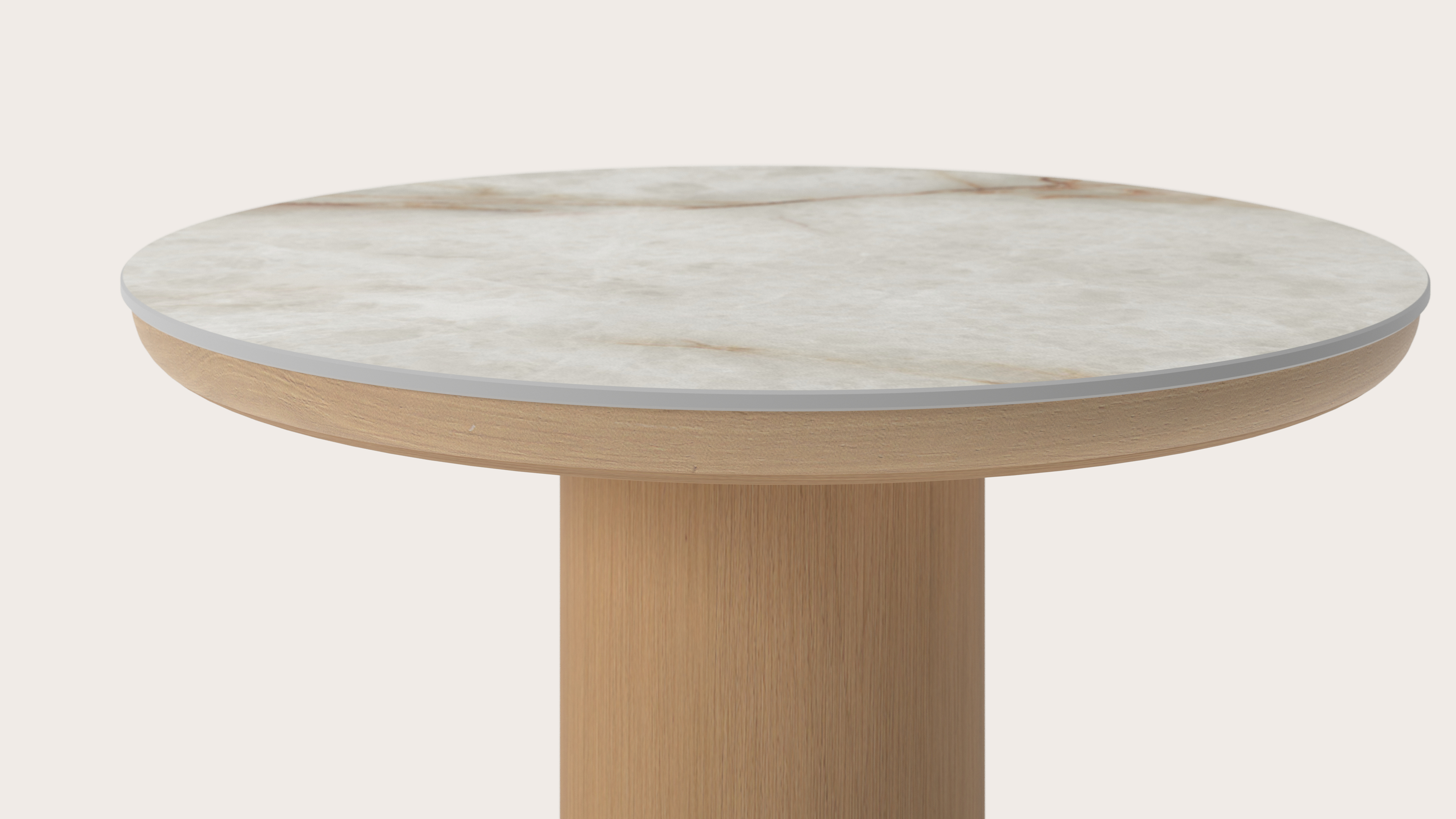 Bijzettafel Amato Rondo Small onderstel met rond volkeramisch Ceramo blad in kleur Himalaya Ø 50 x 34 cm