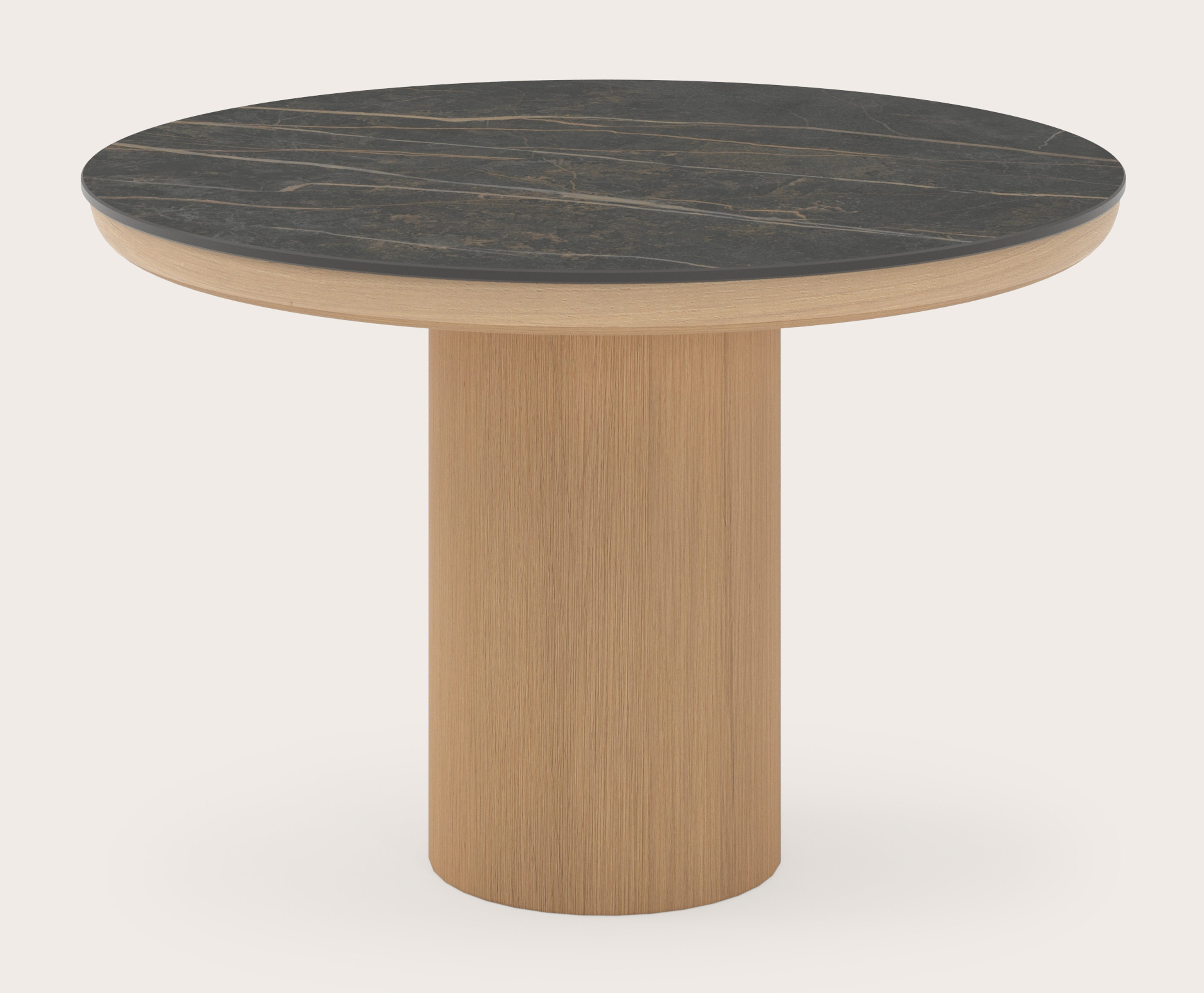 Table d'appoint Amato Rondo Small armature avec plateau Ceramo rond en céramique en couleur Black Obsession Ø 50 x 34 cm