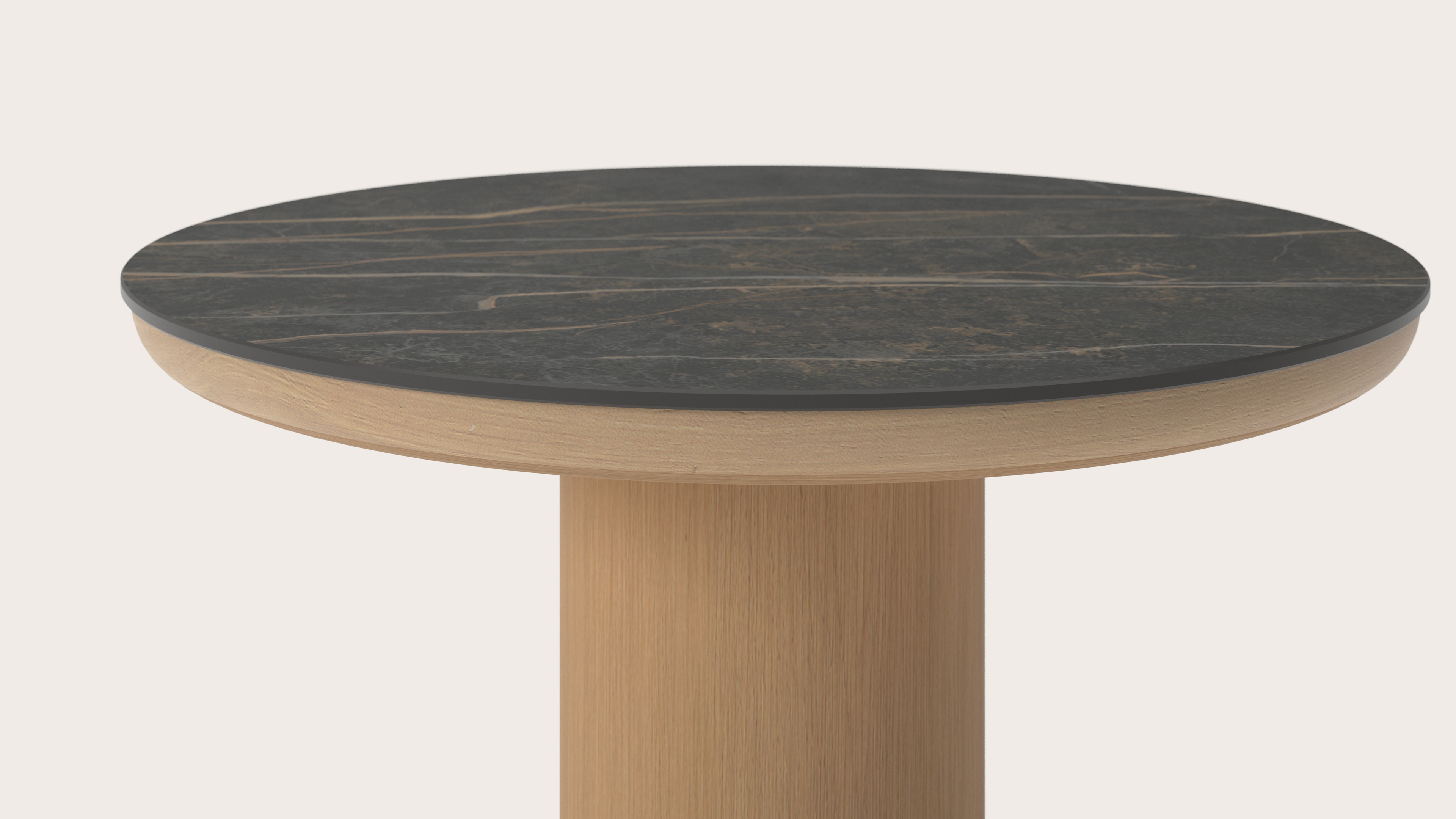 Table d'appoint Amato Rondo Small armature avec plateau Ceramo rond en céramique en couleur Black Obsession Ø 50 x 34 cm