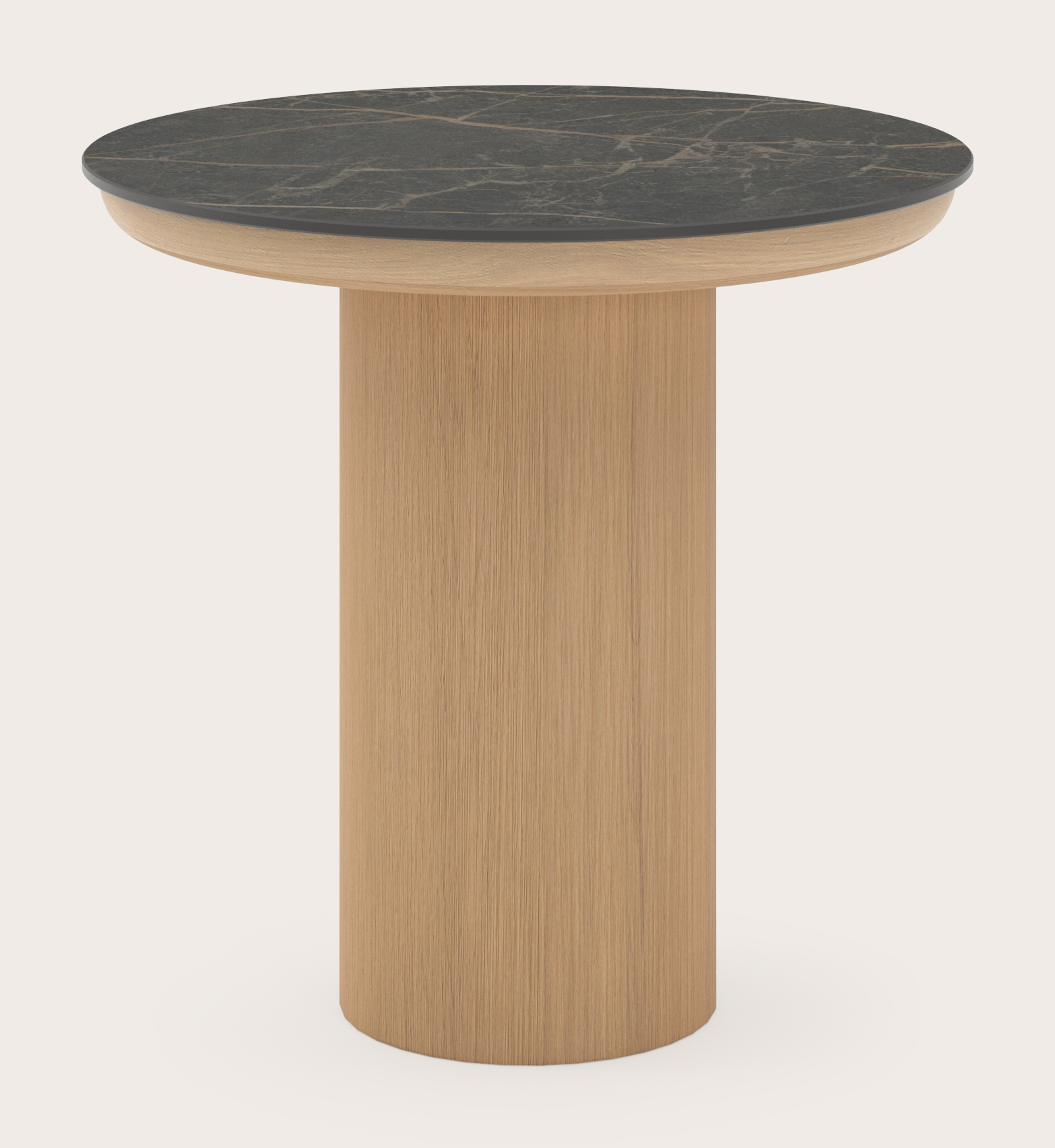 Table d'appoint Amato Rondo Small armature avec plateau Ceramo rond en céramique en couleur Black Obsession Ø 40 x 39 cm