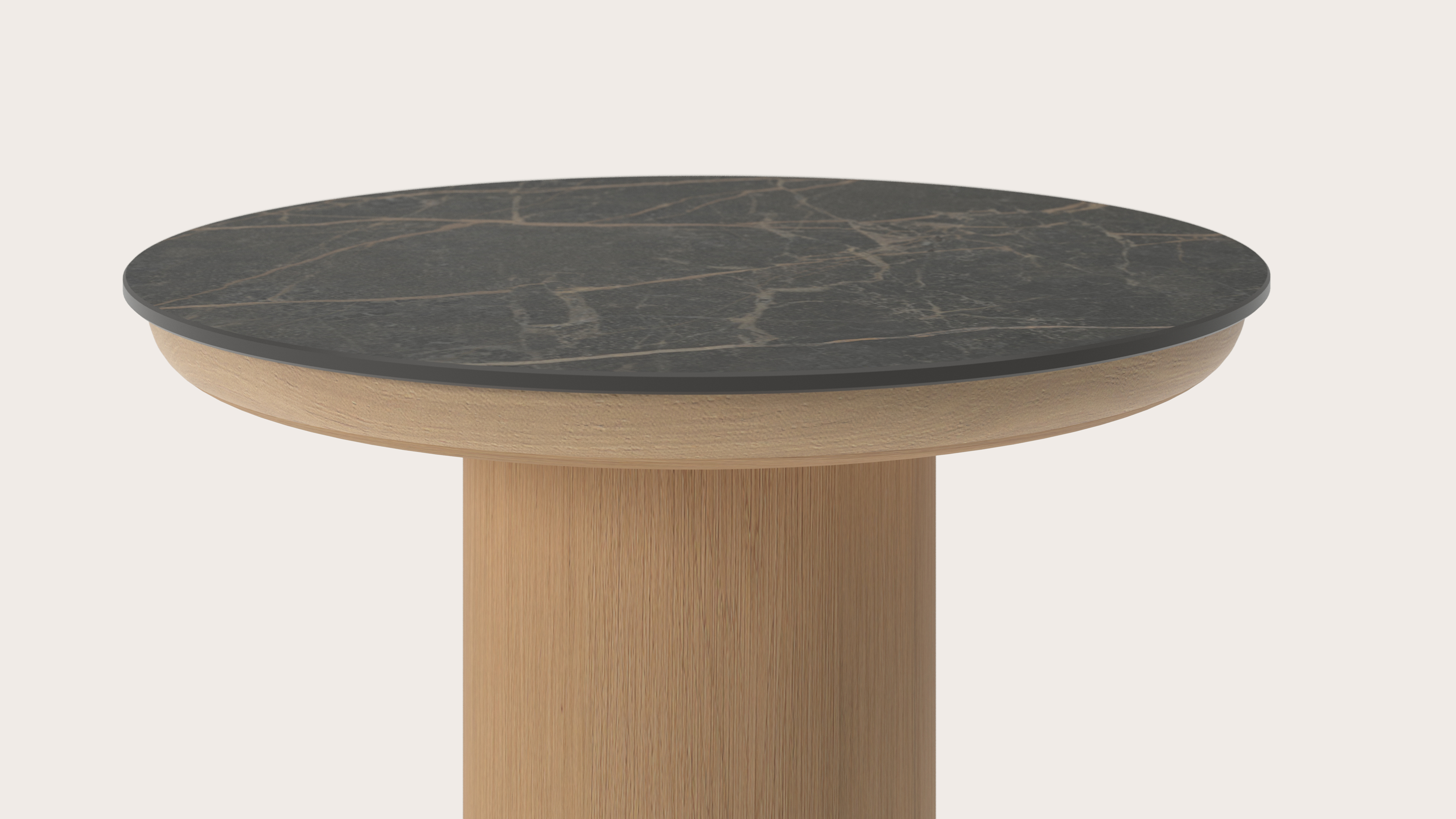 Table d'appoint Amato Rondo Small armature avec plateau Ceramo rond en céramique en couleur Black Obsession Ø 40 x 39 cm