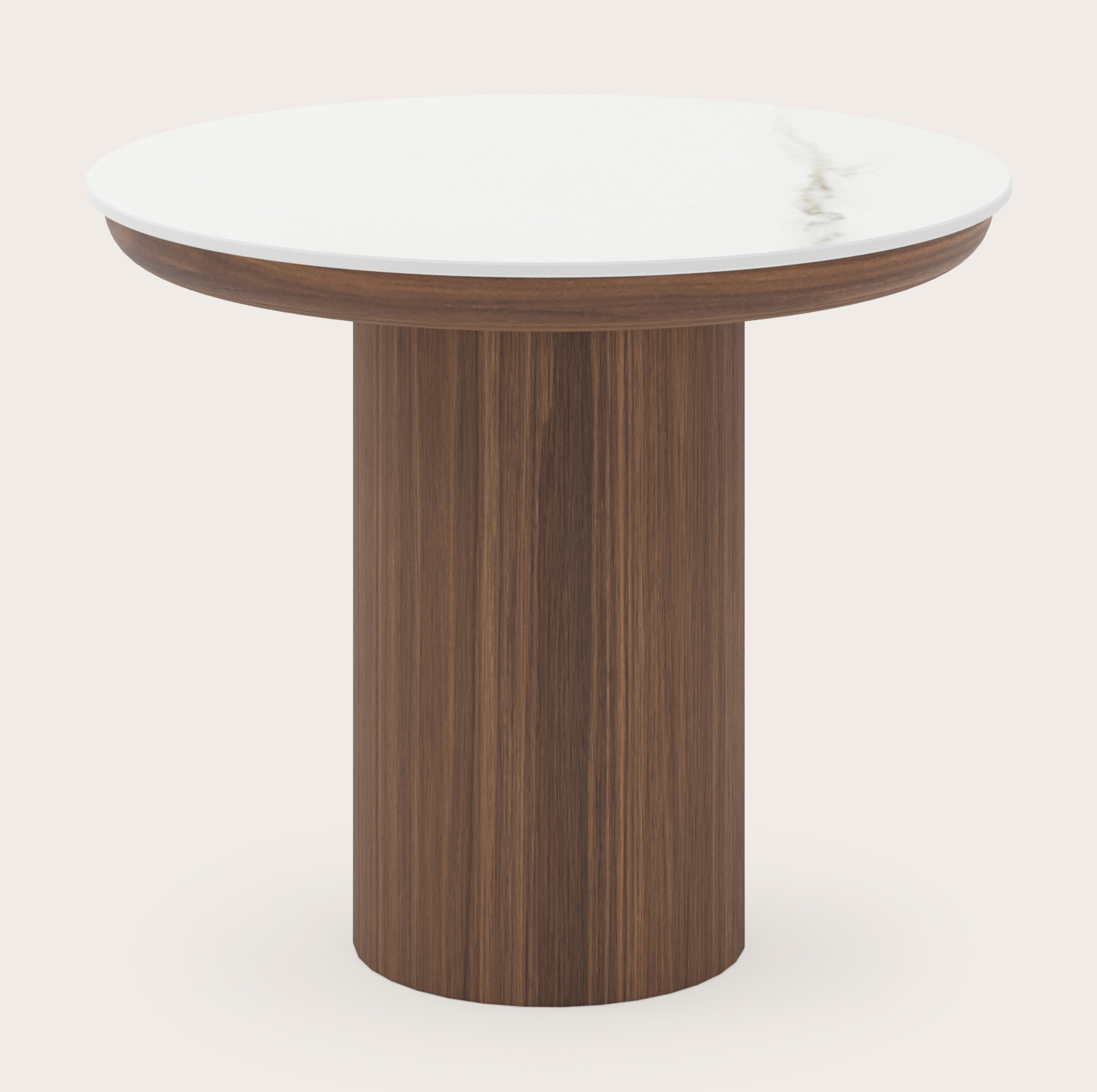 Table d'appoint Amato Rondo Small armature avec plateau Ceramo rond en céramique en couleur Calacatta Ø 40 x 34 cm