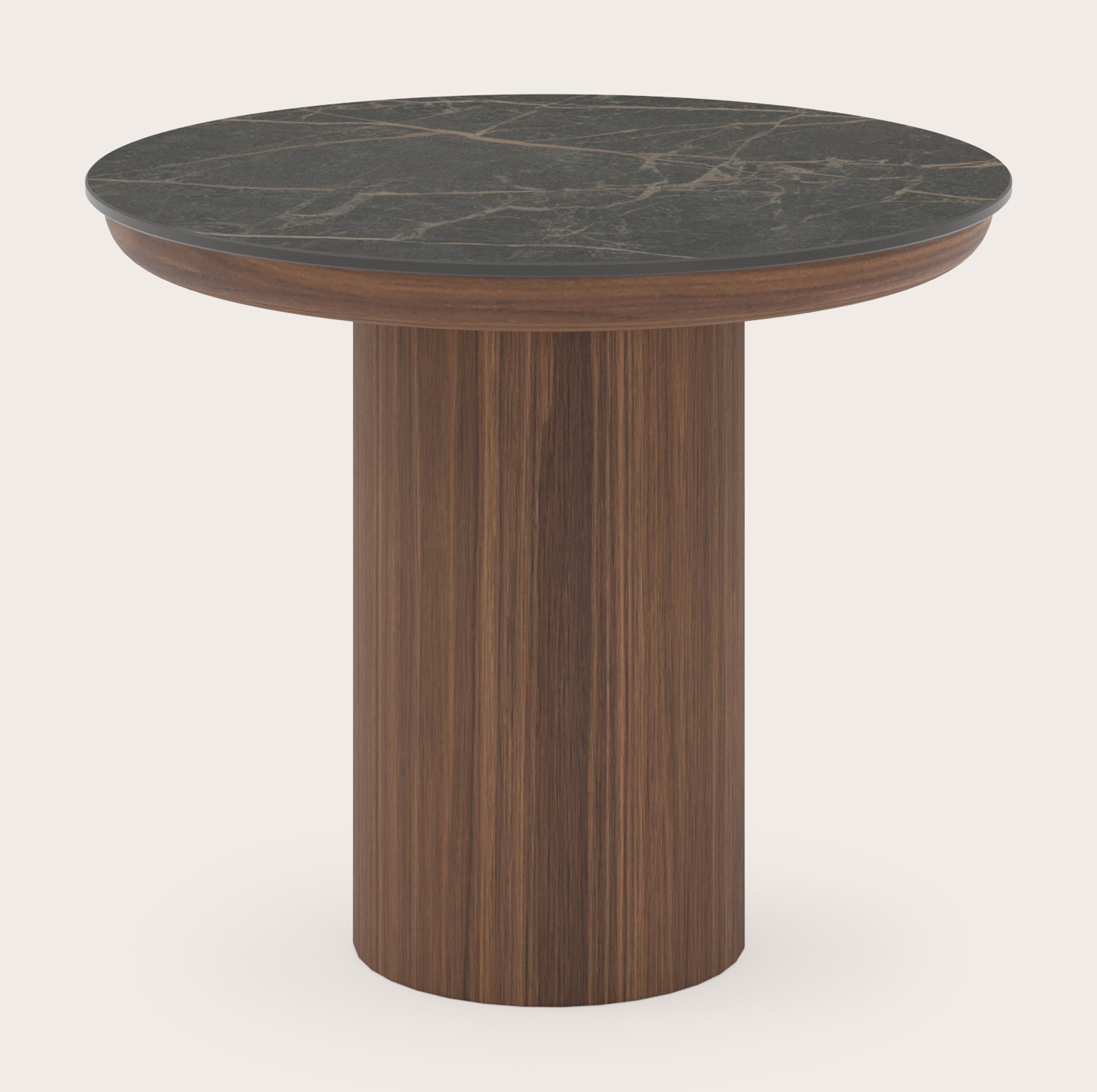 Bijzettafel Amato Rondo Small onderstel met rond volkeramisch Ceramo blad in kleur Black Obsession Ø 40 x 34 cm