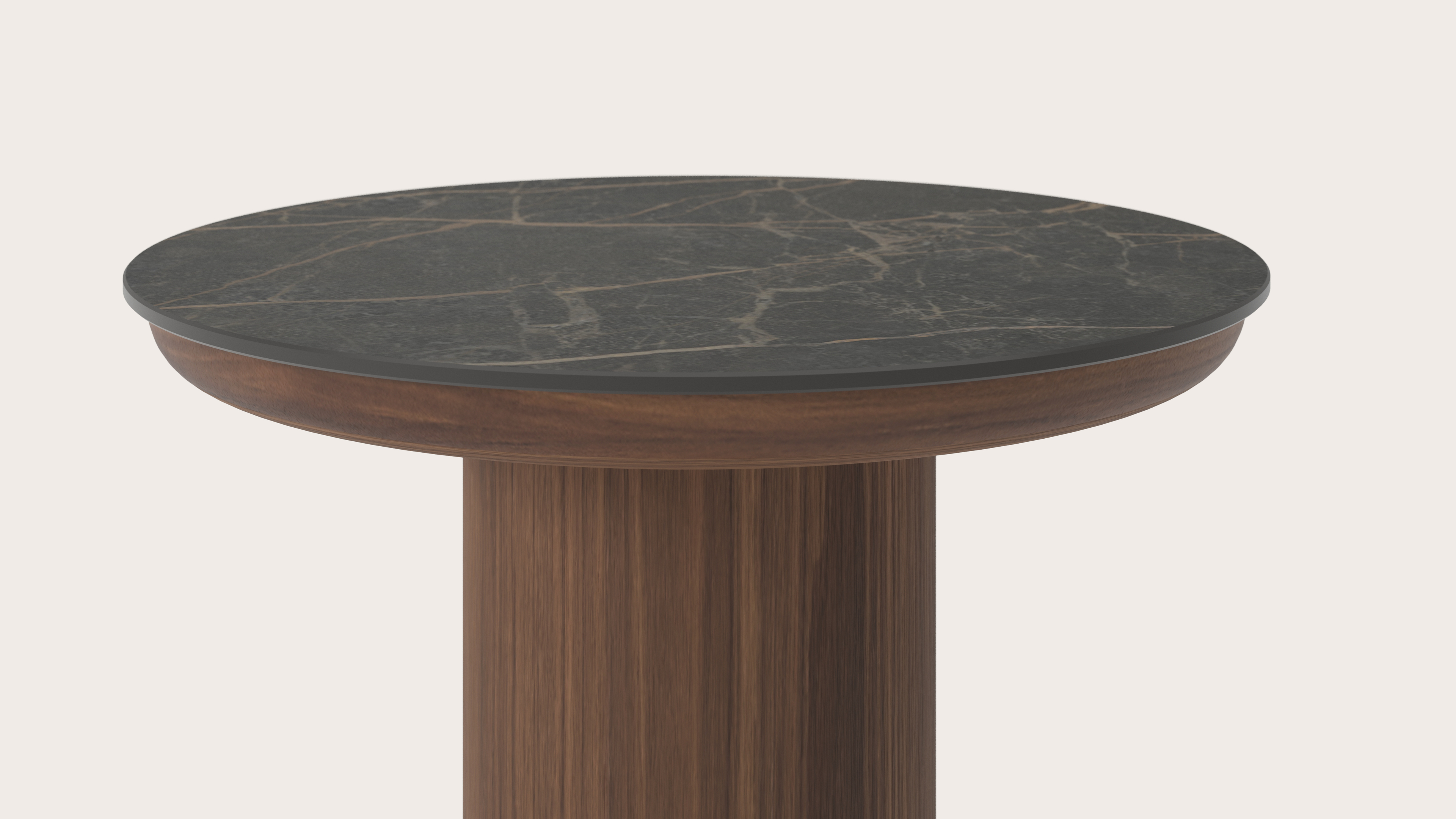 Bijzettafel Amato Rondo Small onderstel met rond volkeramisch Ceramo blad in kleur Black Obsession Ø 40 x 34 cm