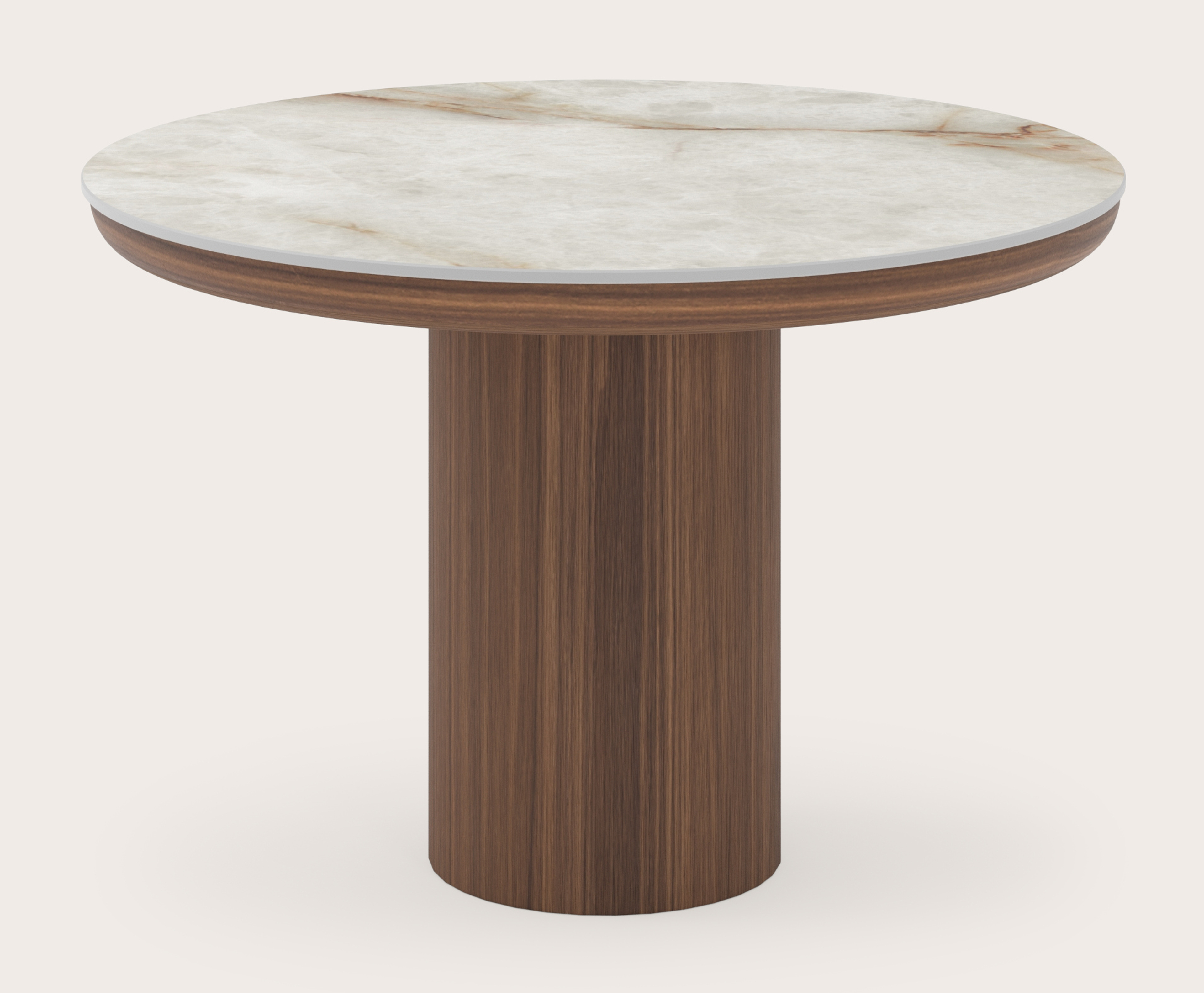 Table d'appoint Amato Rondo Small armature avec plateau Ceramo rond en céramique en couleur Himalaya Ø 50 x 34 cm