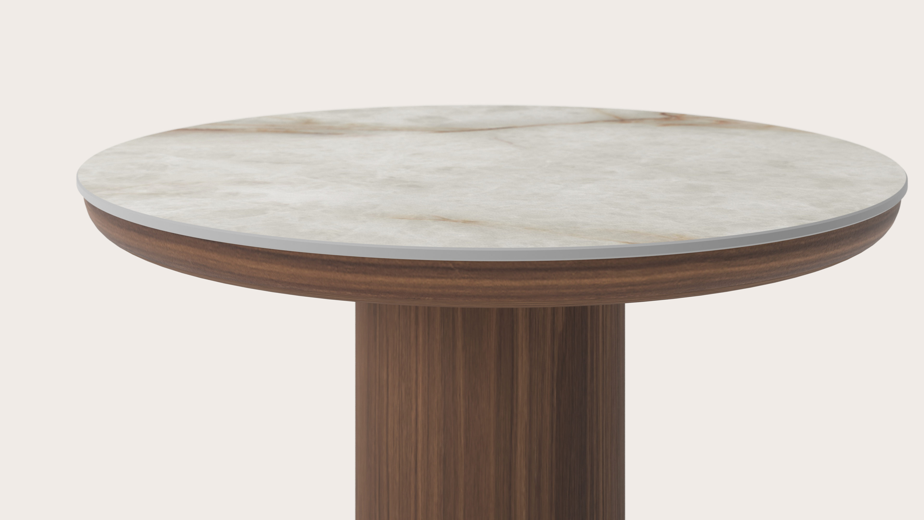 Table d'appoint Amato Rondo Small armature avec plateau Ceramo rond en céramique en couleur Himalaya Ø 50 x 34 cm