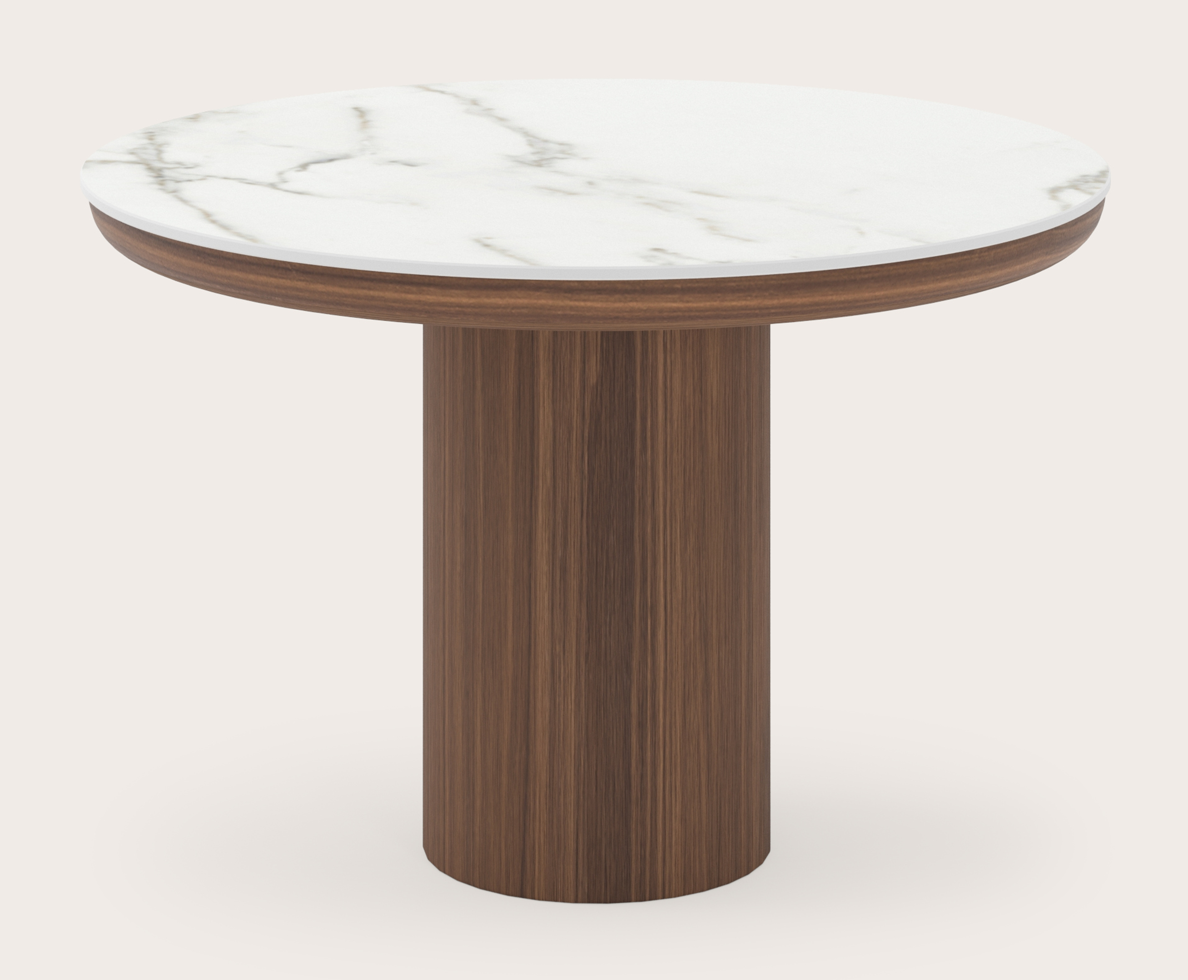 Table d'appoint Amato Rondo Small armature avec plateau Ceramo rond en céramique en couleur Calacatta Ø 50 x 34 cm