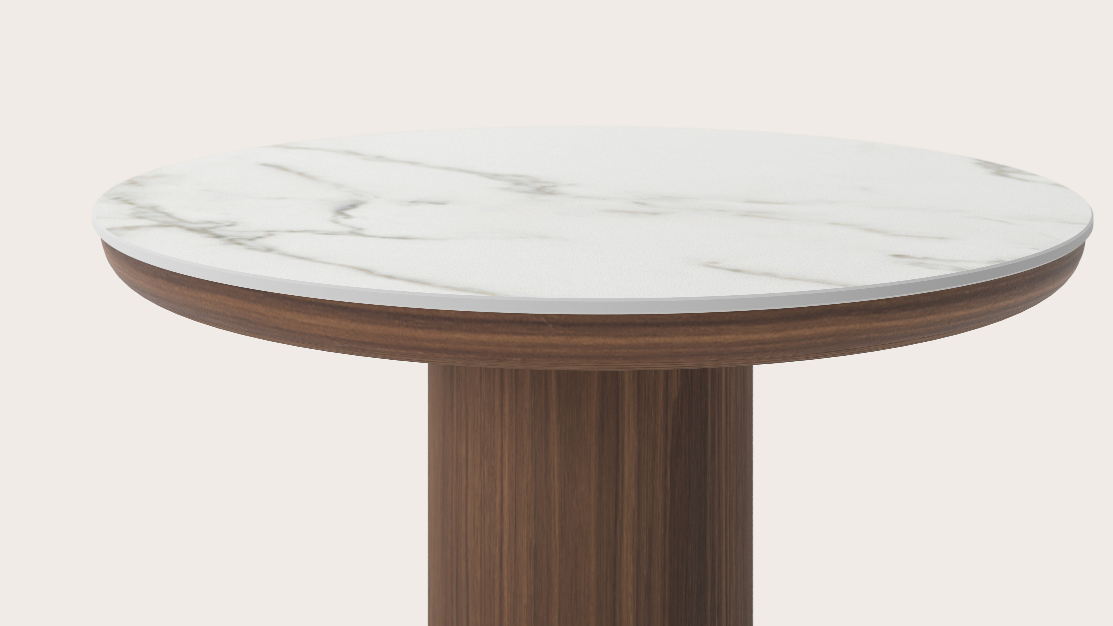 Table d'appoint Amato Rondo Small armature avec plateau Ceramo rond en céramique en couleur Calacatta Ø 50 x 34 cm