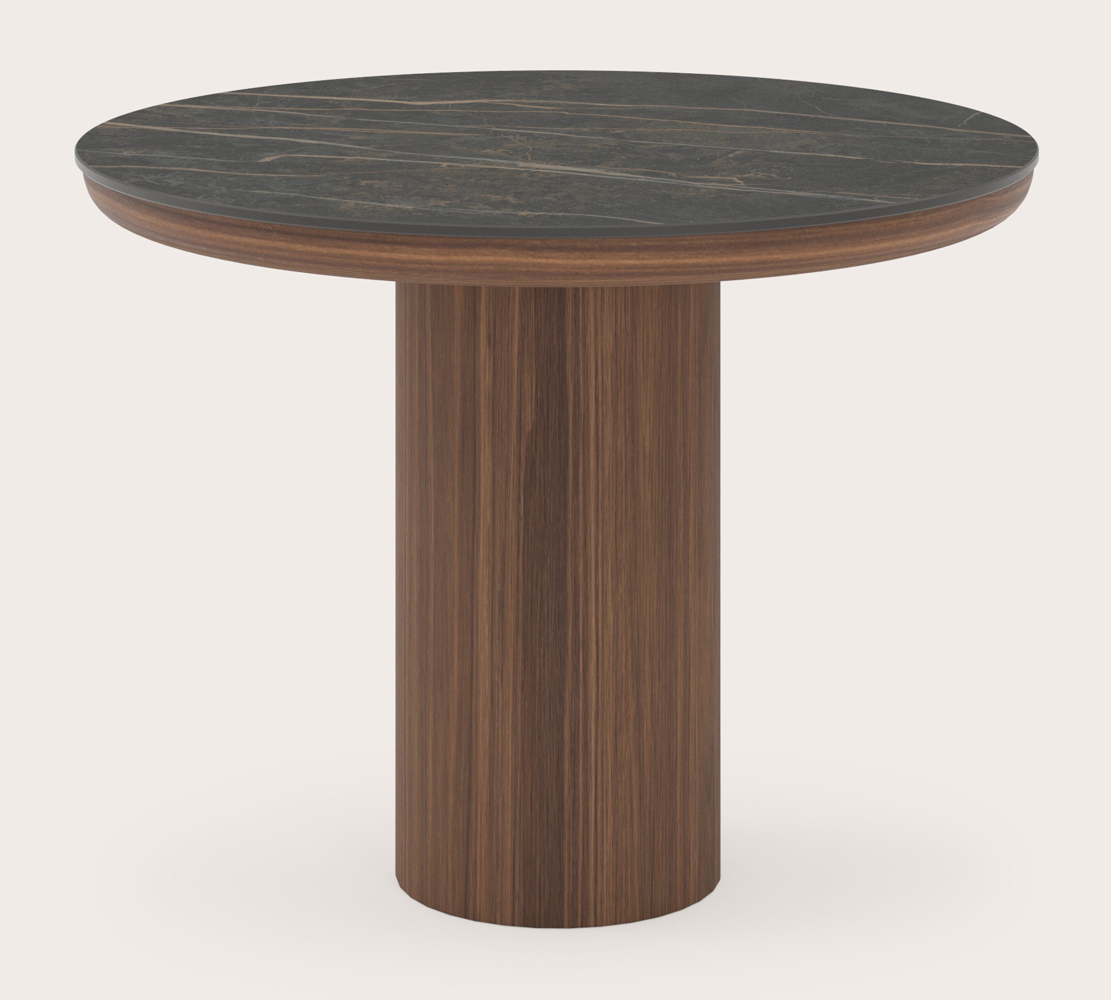 Table d'appoint Amato Rondo Small armature avec plateau Ceramo rond en céramique en couleur Black Obsession Ø 50 x 39 cm