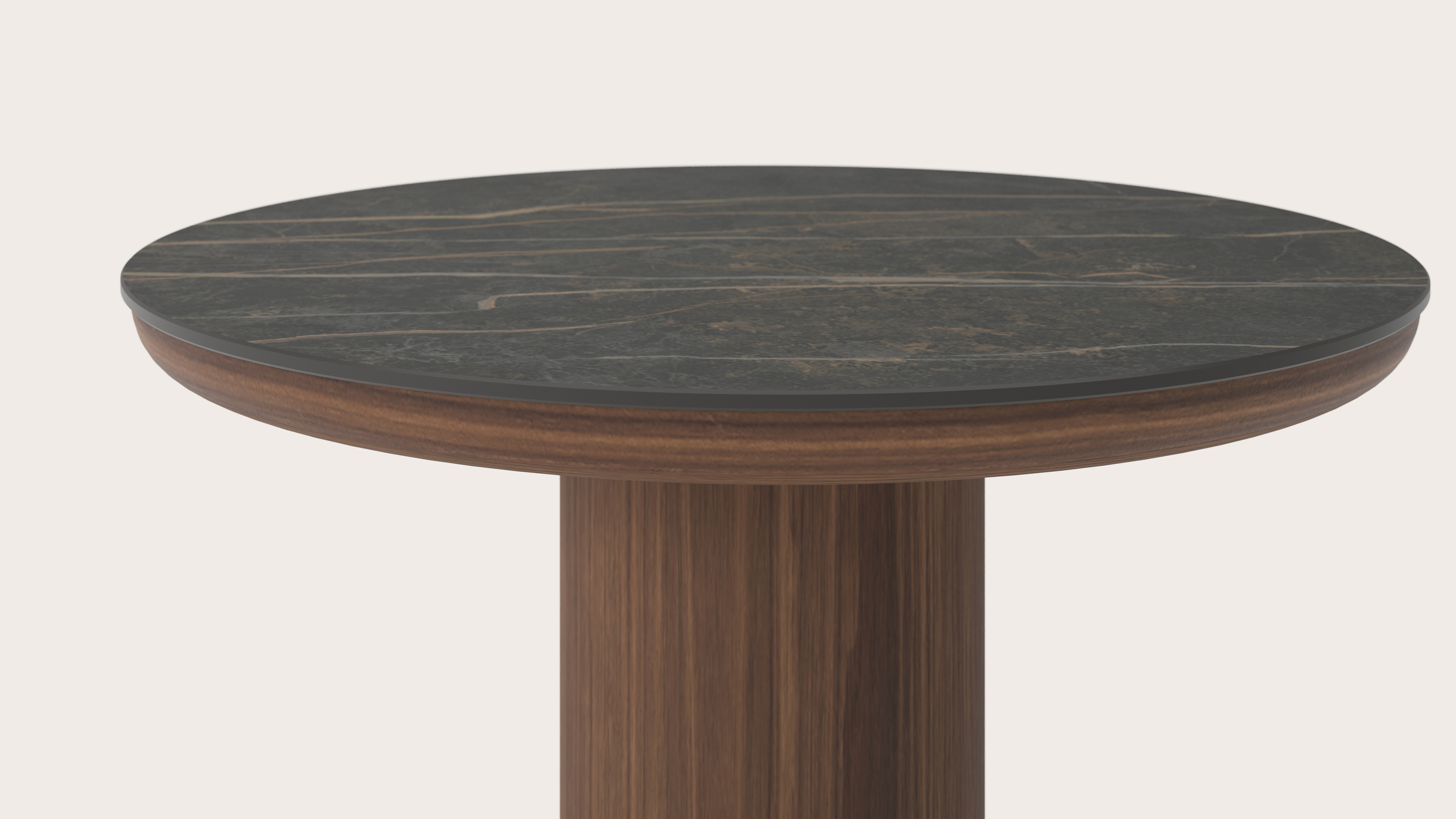 Table d'appoint Amato Rondo Small armature avec plateau Ceramo rond en céramique en couleur Black Obsession Ø 50 x 39 cm