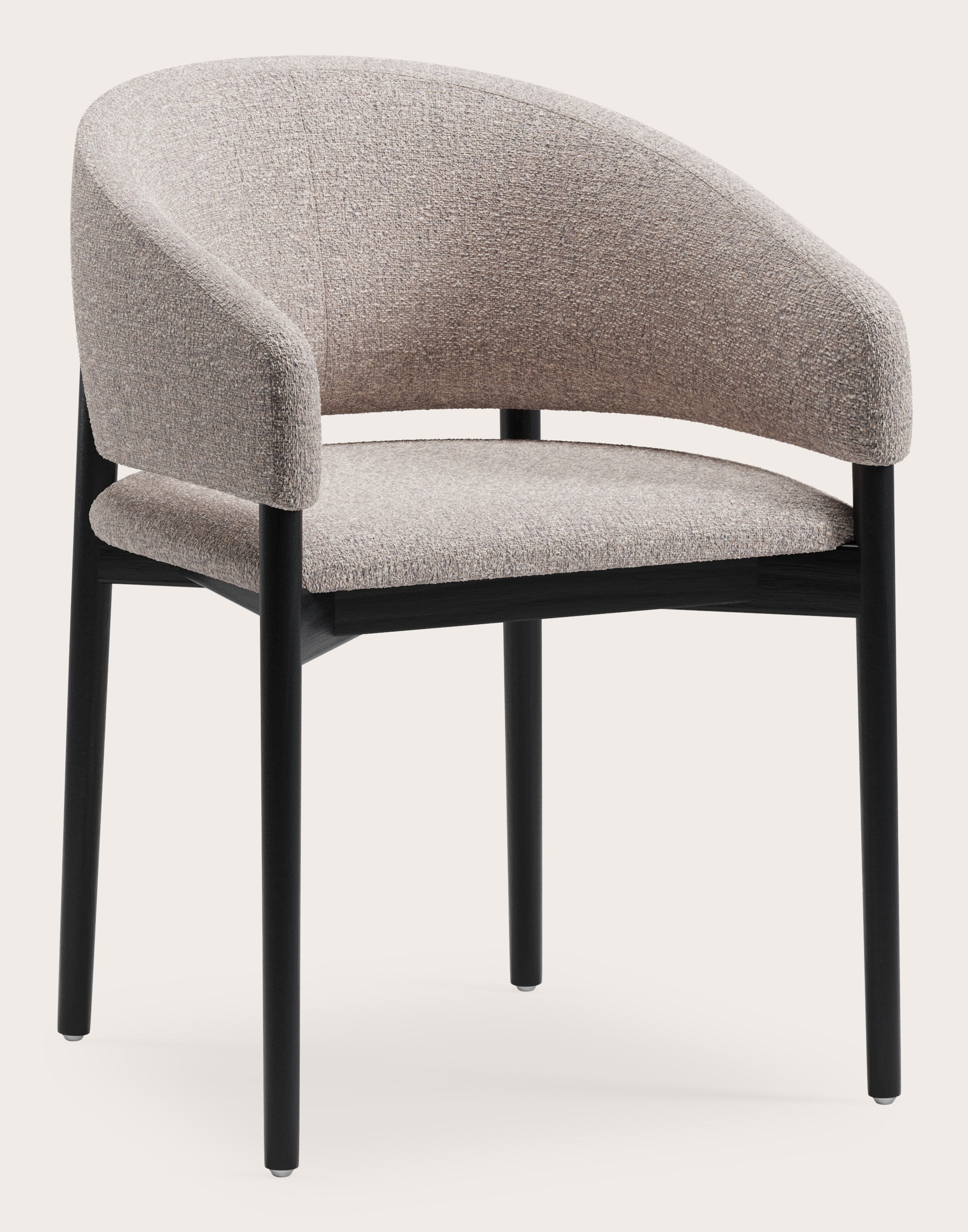 Fauteuil Comino en Stanza tissu Shell avec pied de chaise en chêne noir