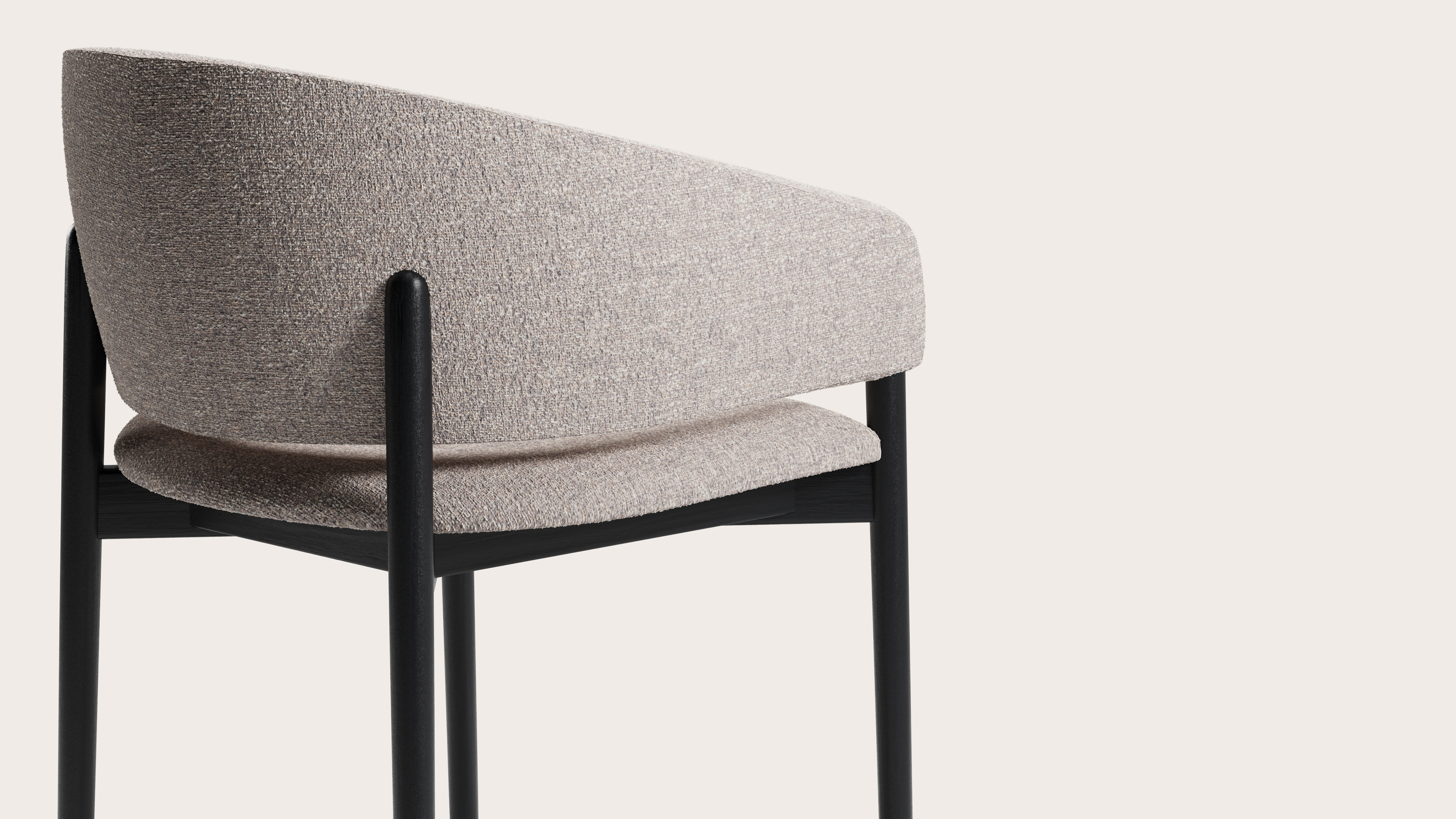 Fauteuil Comino en Stanza tissu Shell avec pied de chaise en chêne noir
