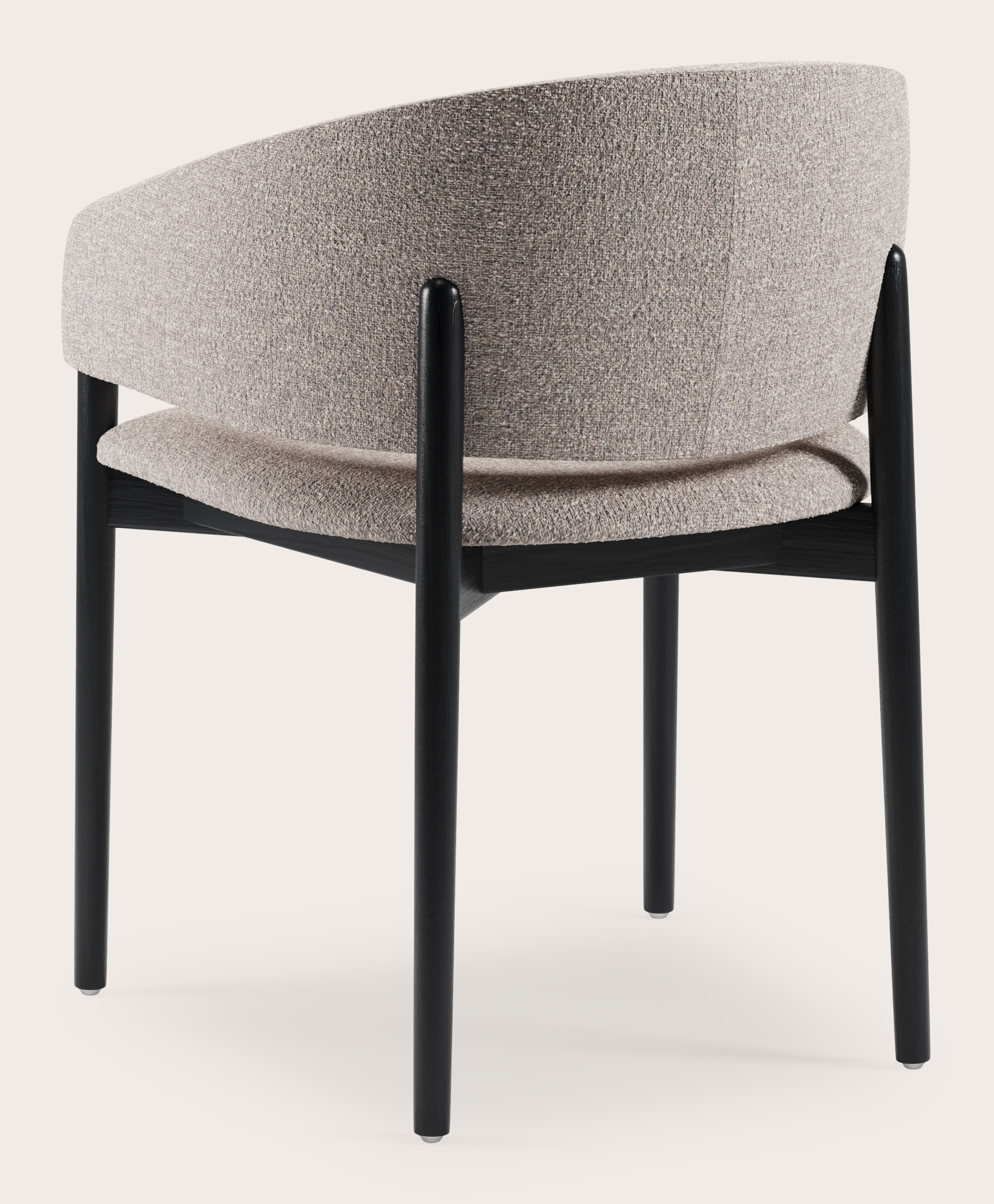 Fauteuil Comino en Stanza tissu Shell avec pied de chaise en chêne noir