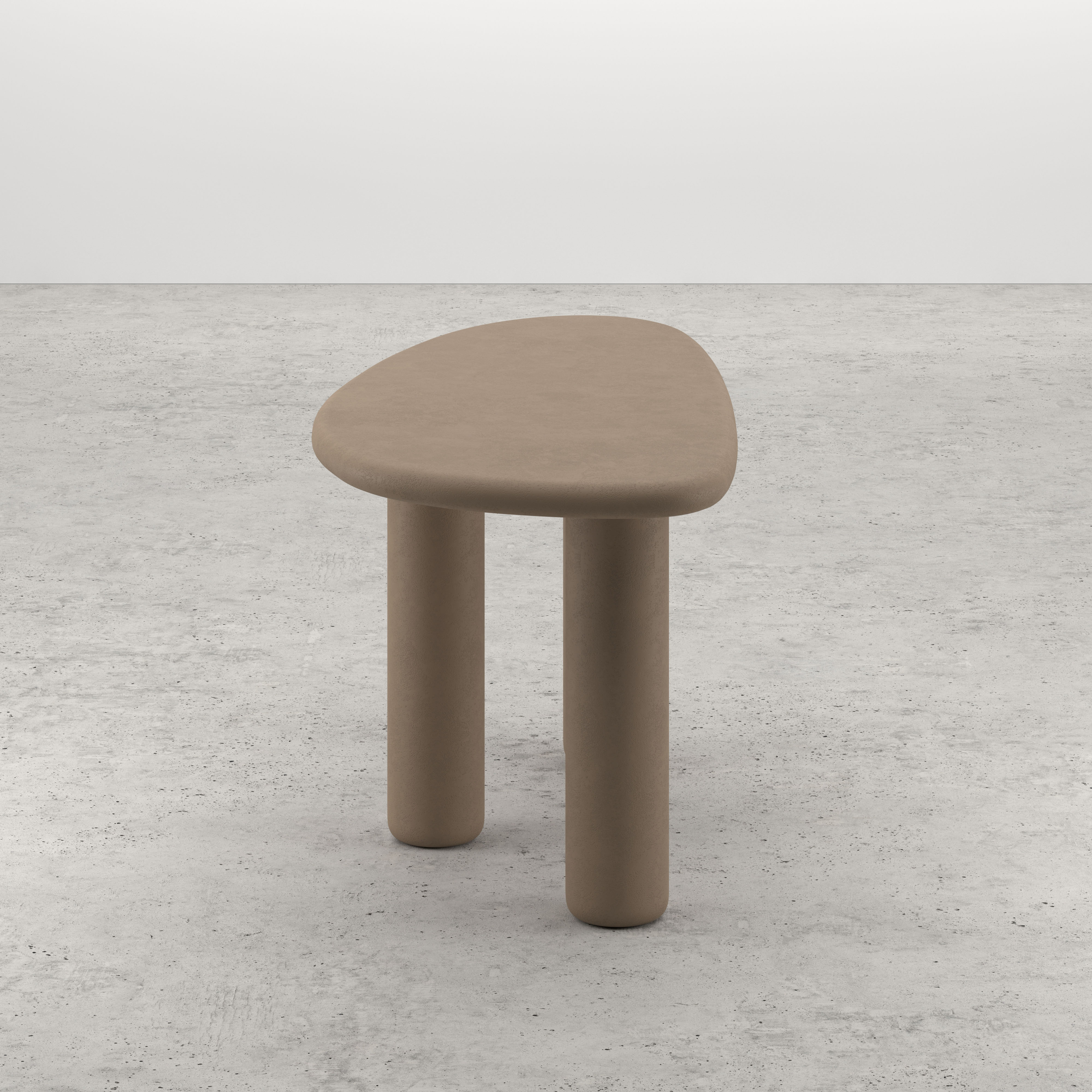 Consoletafel Artisano met rockvormig blad in Claylime kleur Limestone 160 x 70 x 76 cm