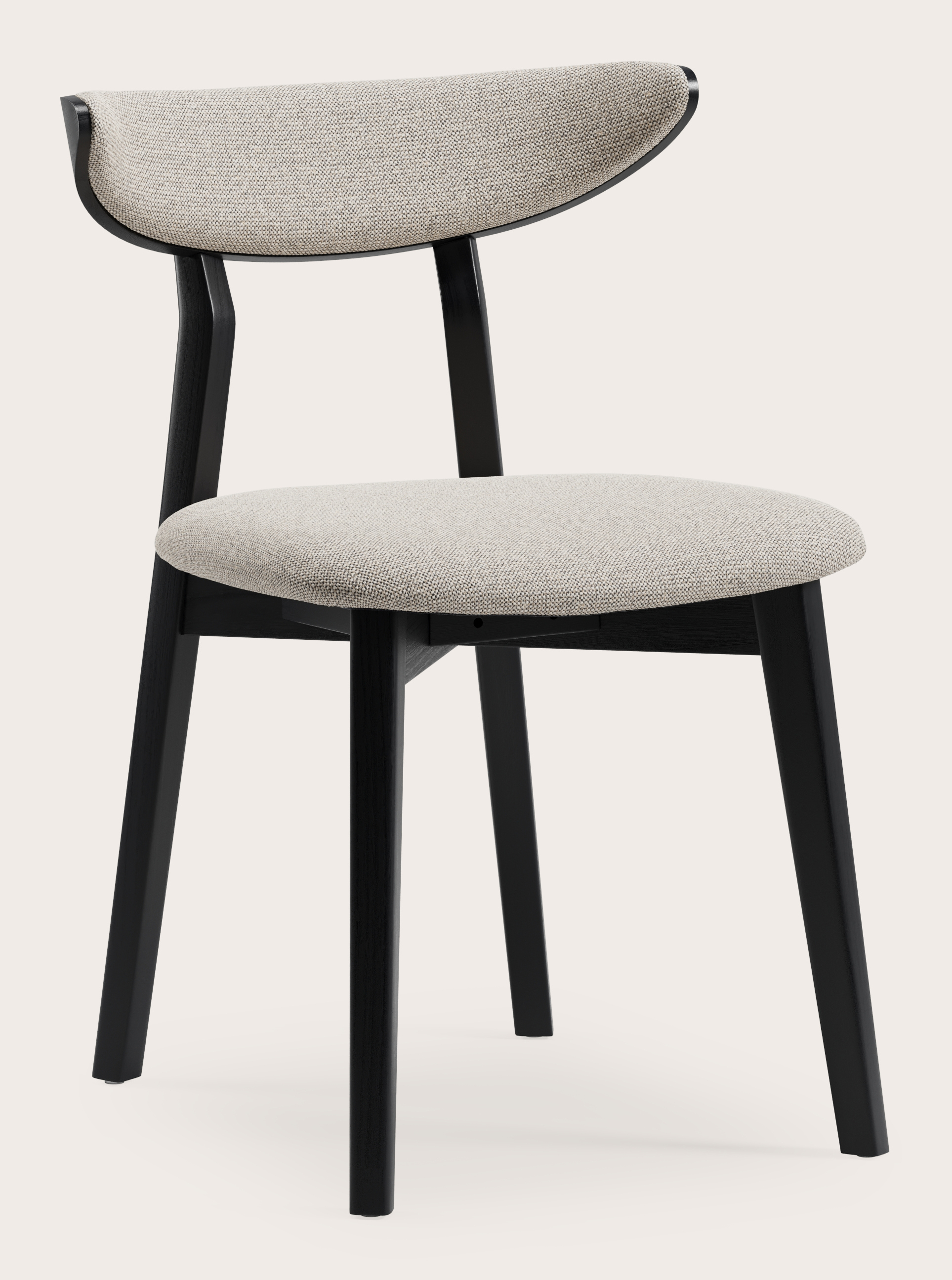 Chaise de salle à manger Pavona en Brio tissu Natural avec pied de chaise en chêne noir