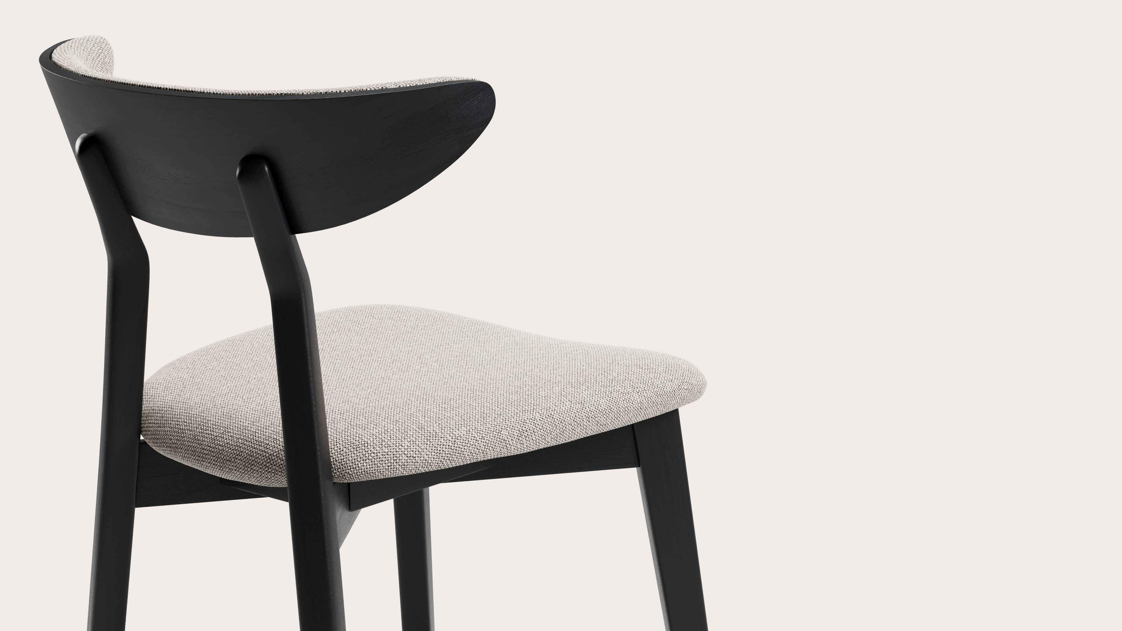 Chaise de salle à manger Pavona en Brio tissu Natural avec pied de chaise en chêne noir