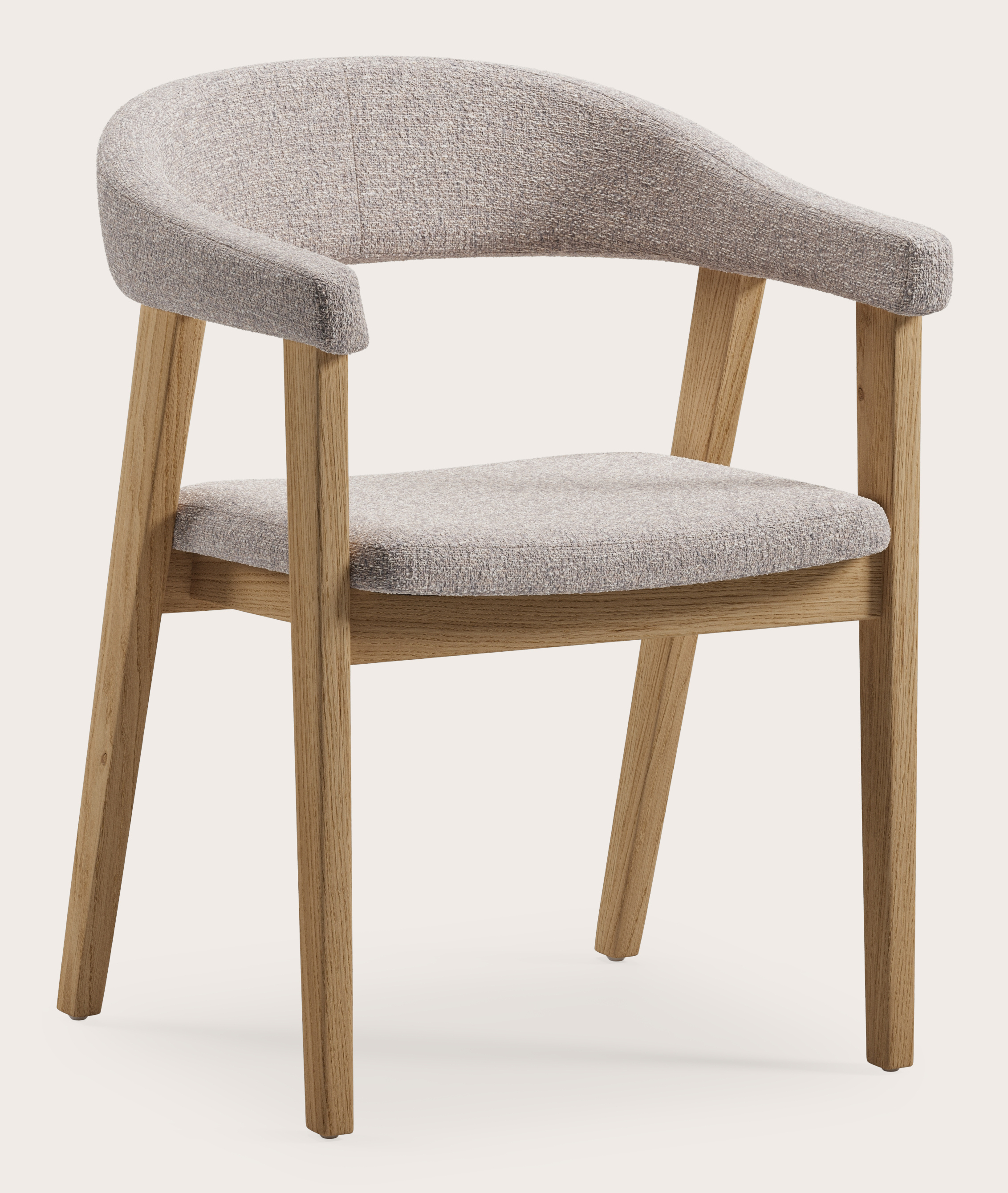 Fauteuil Gubbio en Stanza tissu Shell avec pied de chaise en chêne couleur naturelle