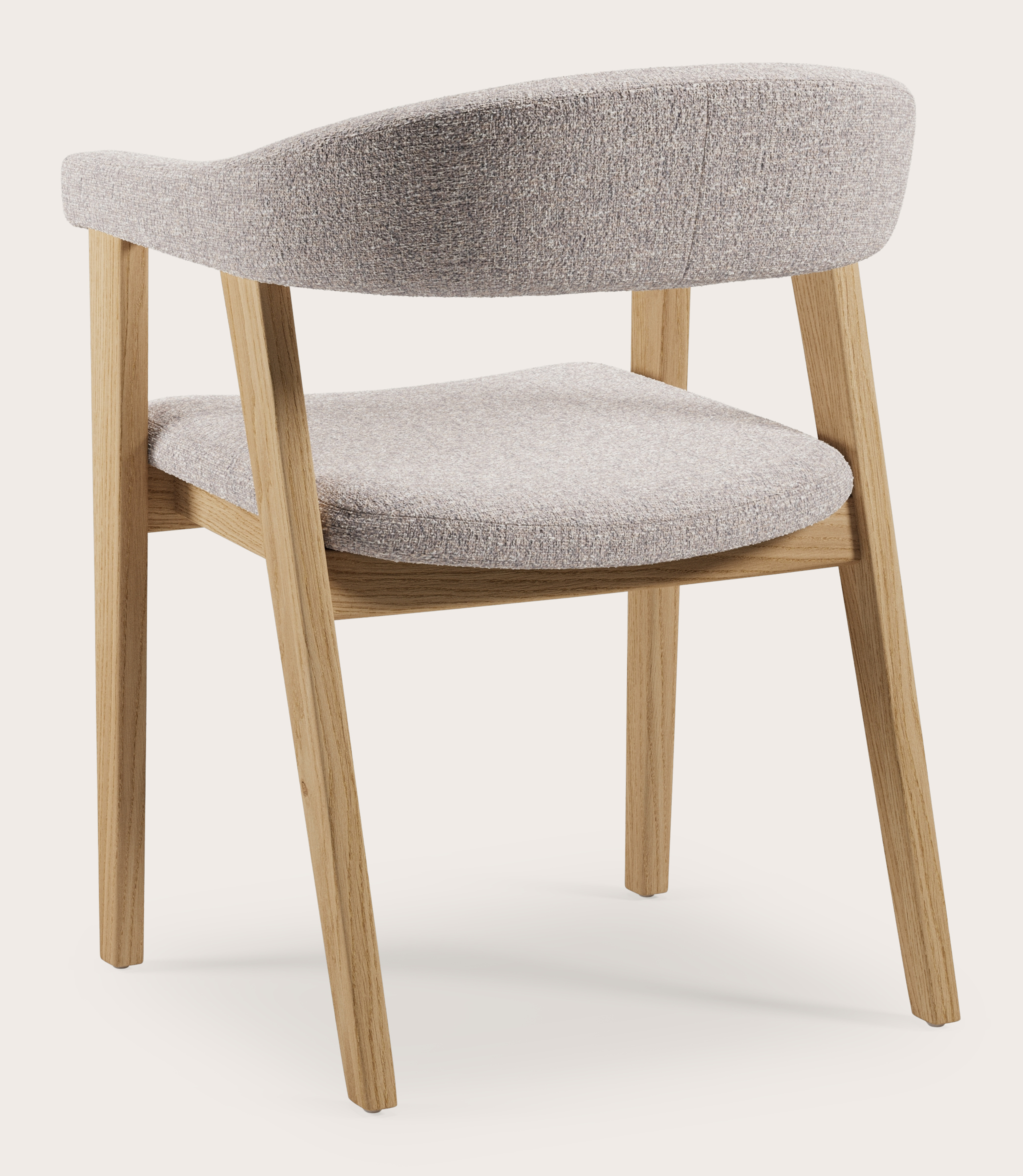 Fauteuil Gubbio en Stanza tissu Shell avec pied de chaise en chêne couleur naturelle