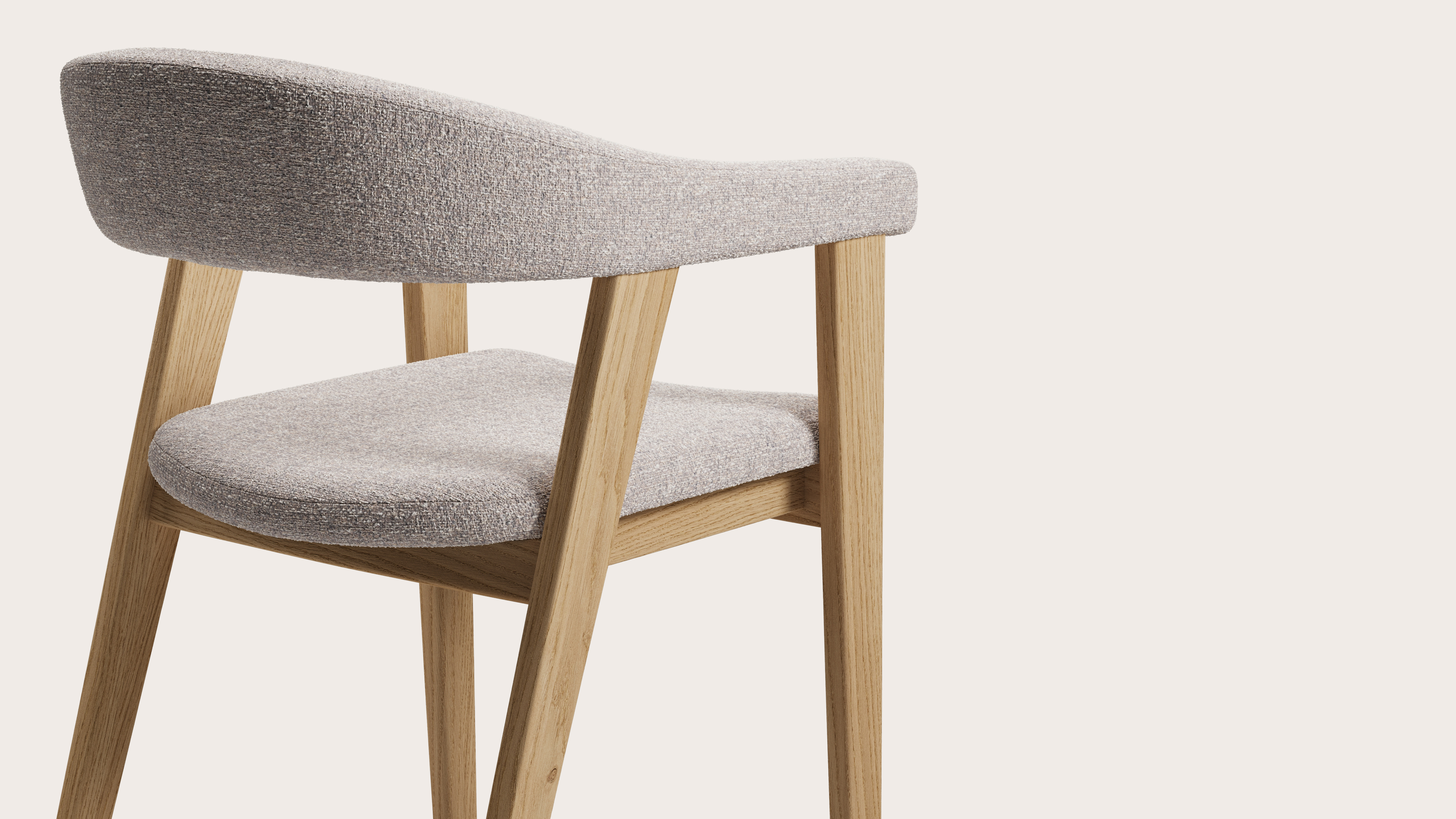 Fauteuil Gubbio en Stanza tissu Shell avec pied de chaise en chêne couleur naturelle
