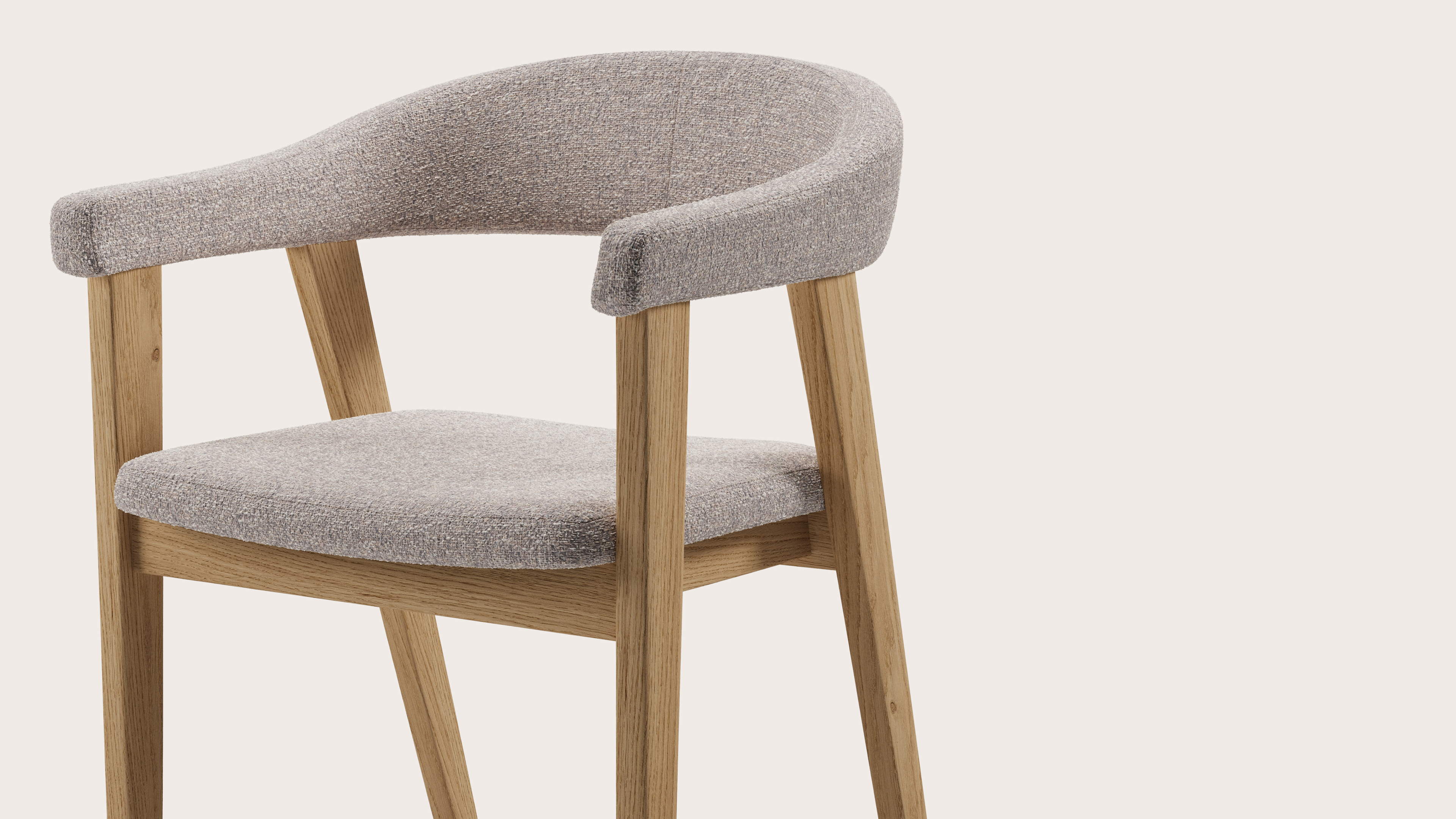 Fauteuil Gubbio en Stanza tissu Shell avec pied de chaise en chêne couleur naturelle