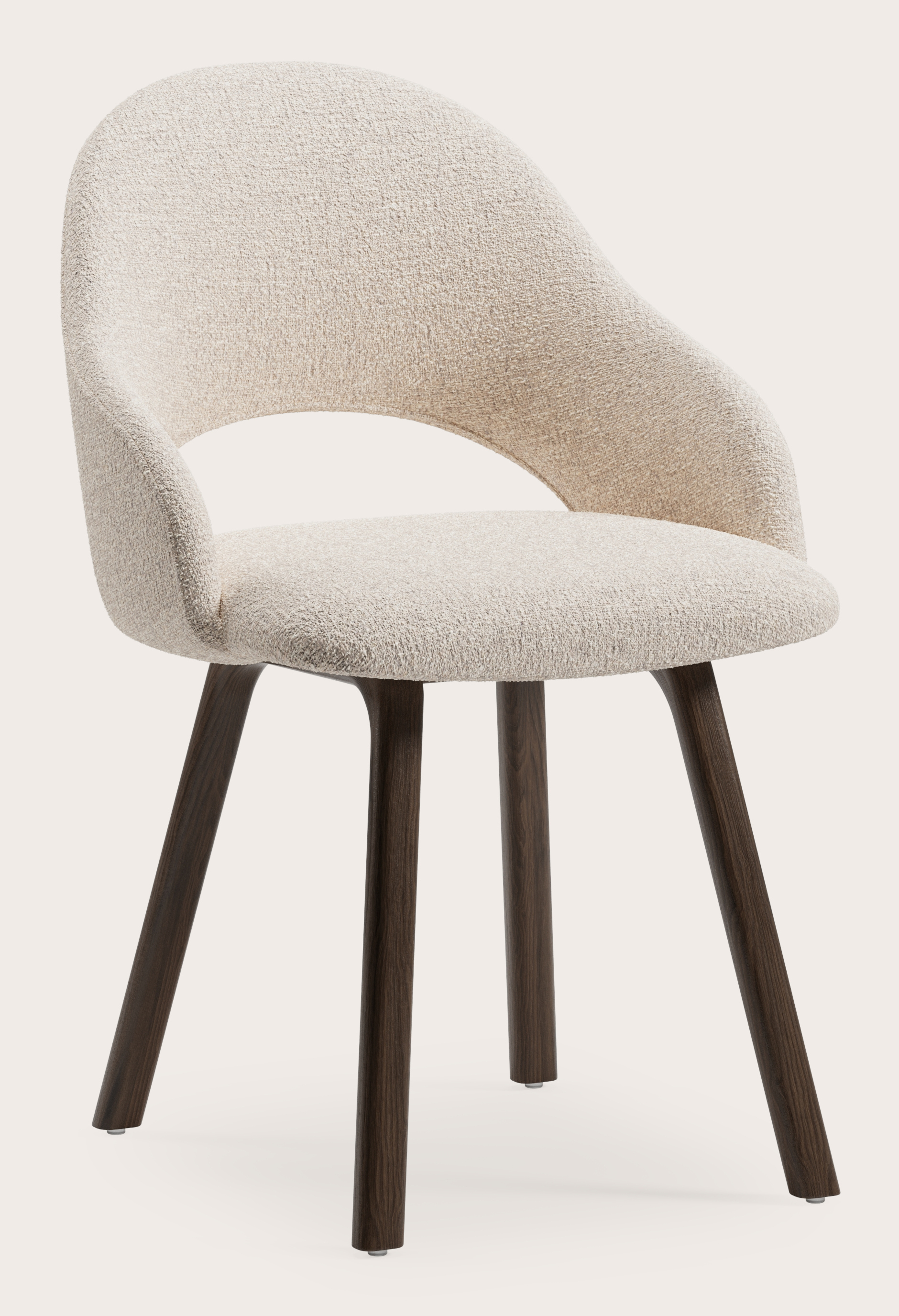 Fauteuil Gaudio en Stanza tissu Natural avec pied de chaise en chêne fumé