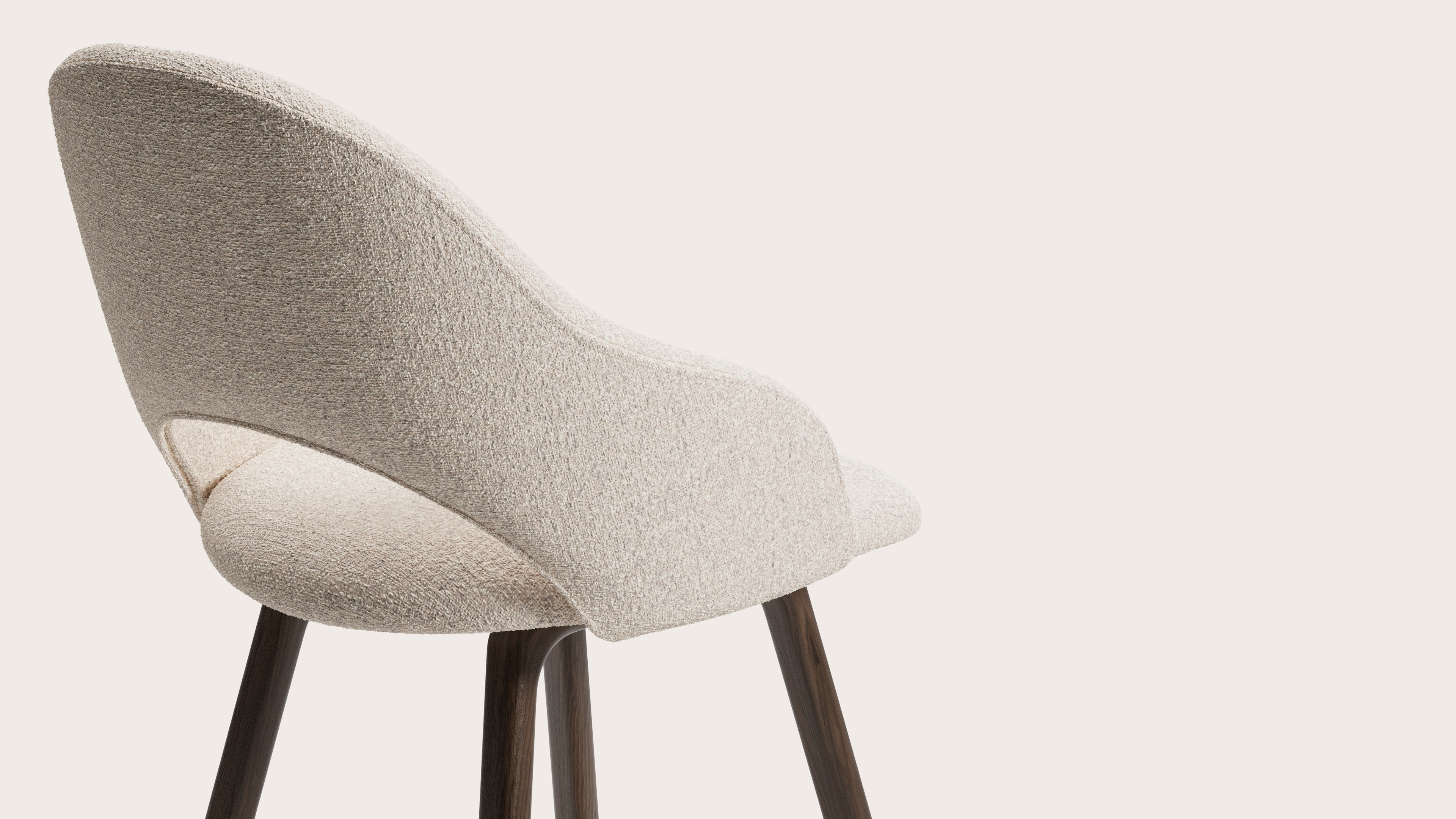 Fauteuil Gaudio en Stanza tissu Natural avec pied de chaise en chêne fumé