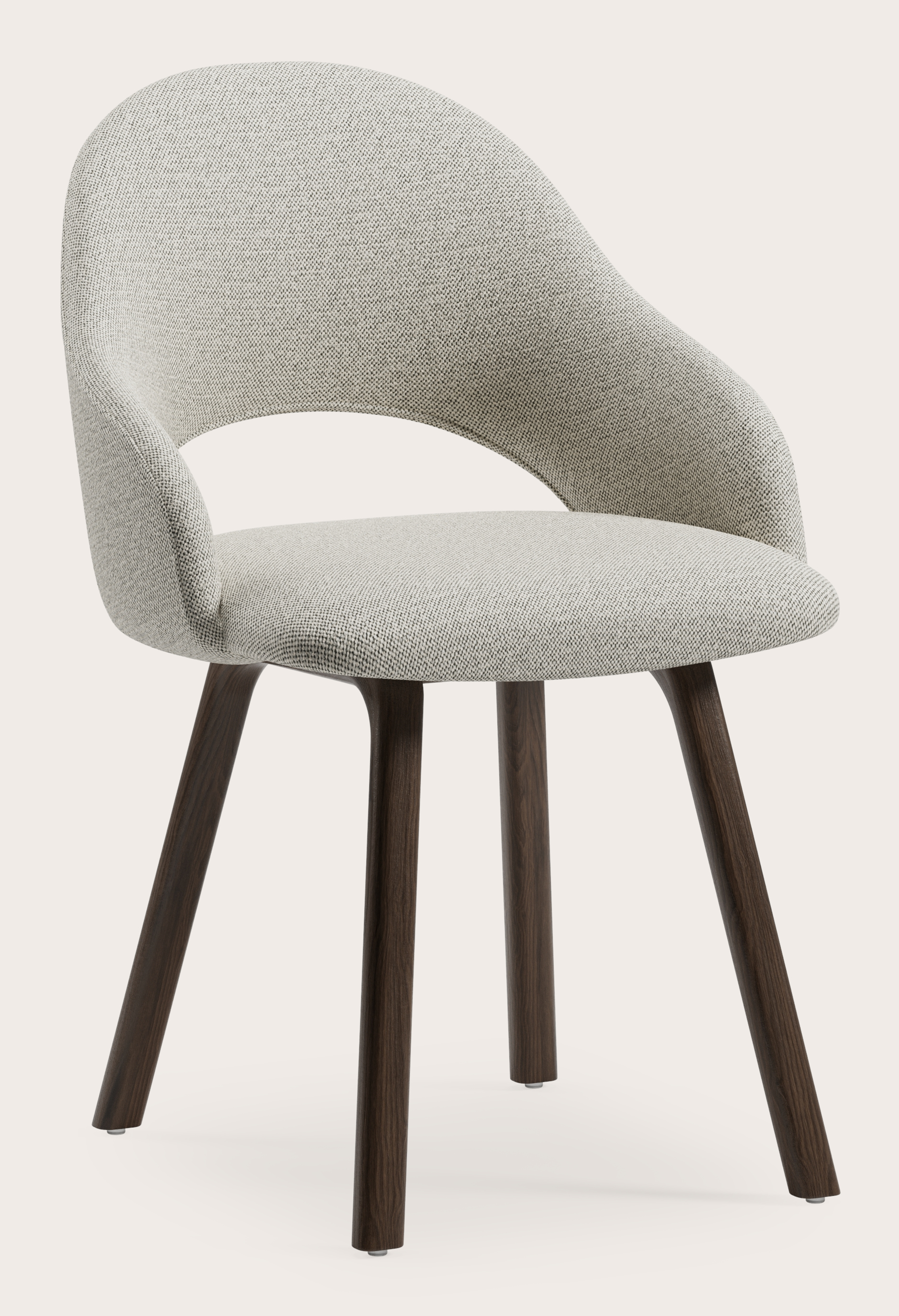 Fauteuil Gaudio en Brio tissu Light Grey avec pied de chaise en chêne fumé