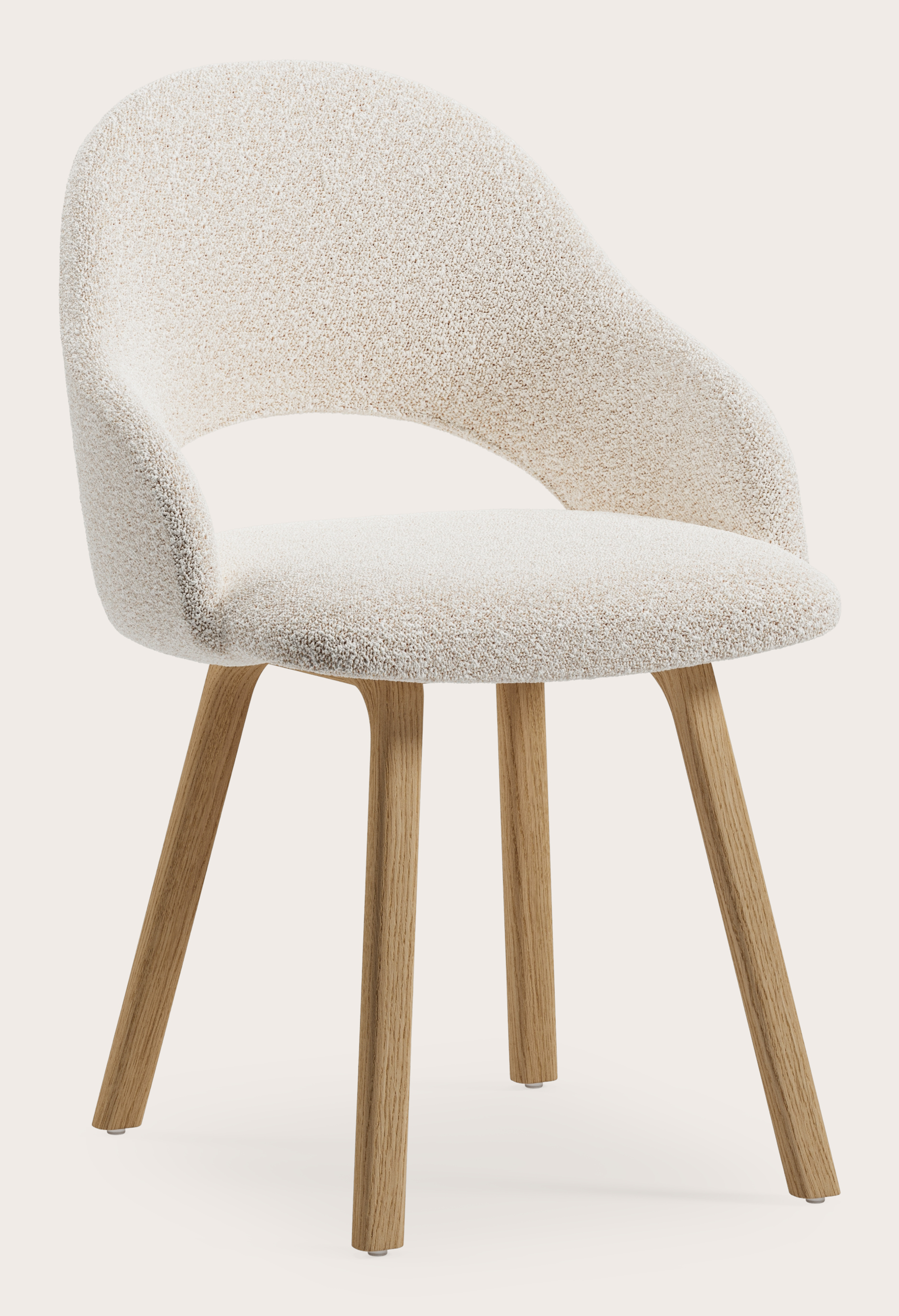 Gaudio armstoel in Ritmo stof Pearl met stoelpoot in natuurkleurige eik
