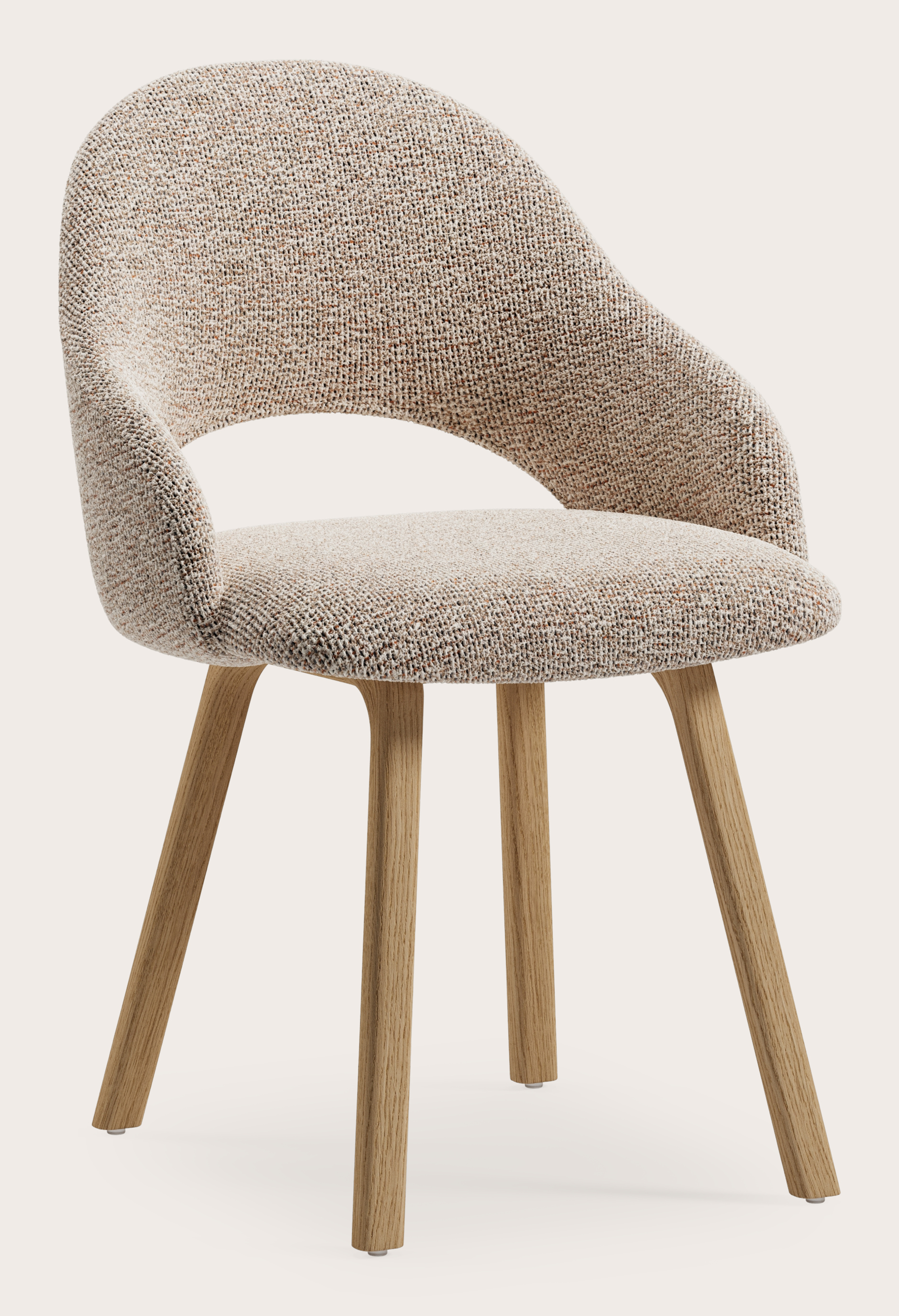 Gaudio armstoel in Fresco stof Caramel met stoelpoot in natuurkleurige eik