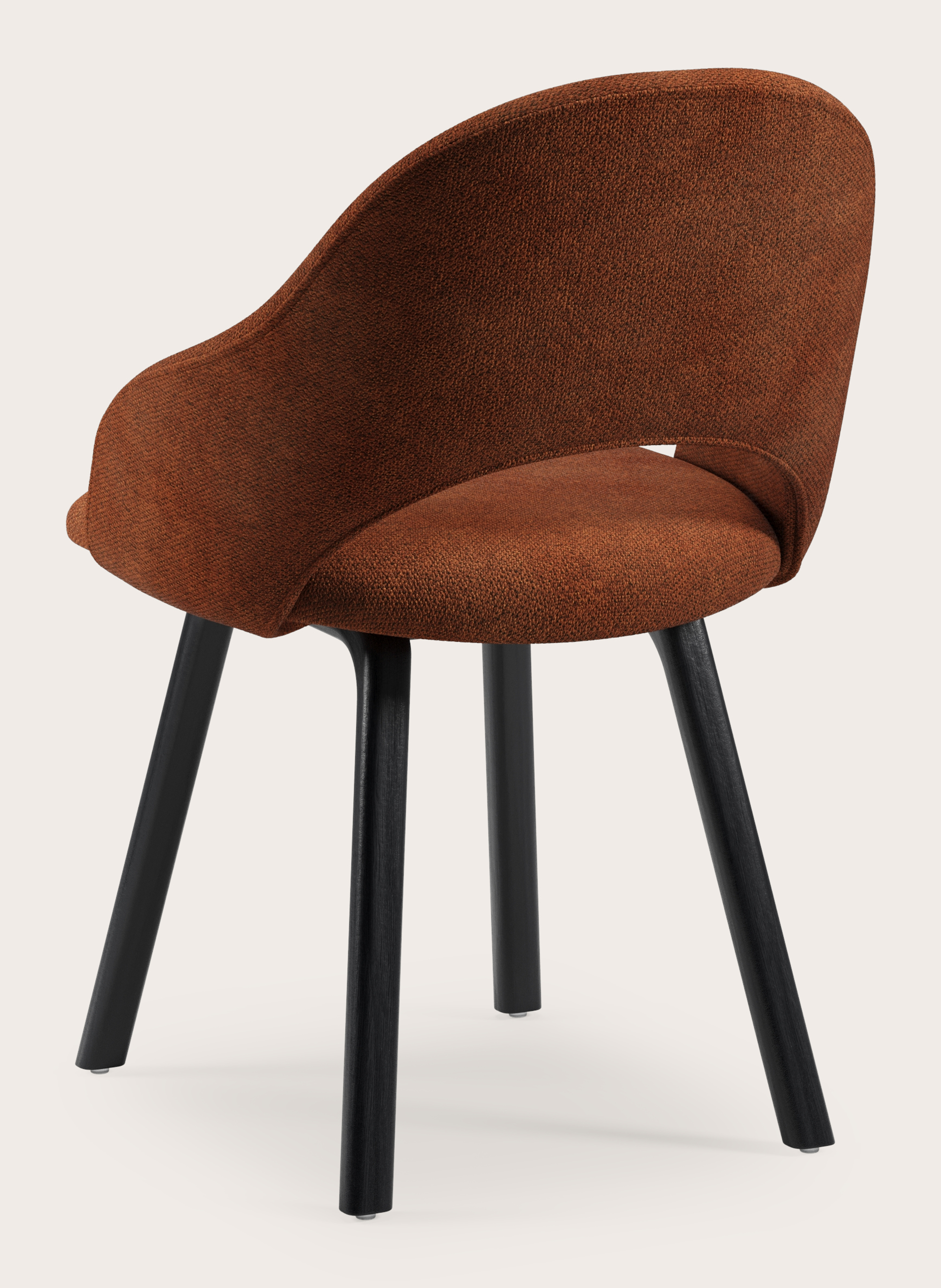 Fauteuil Gaudio en Volti tissu Copper avec pied de chaise en chêne noir